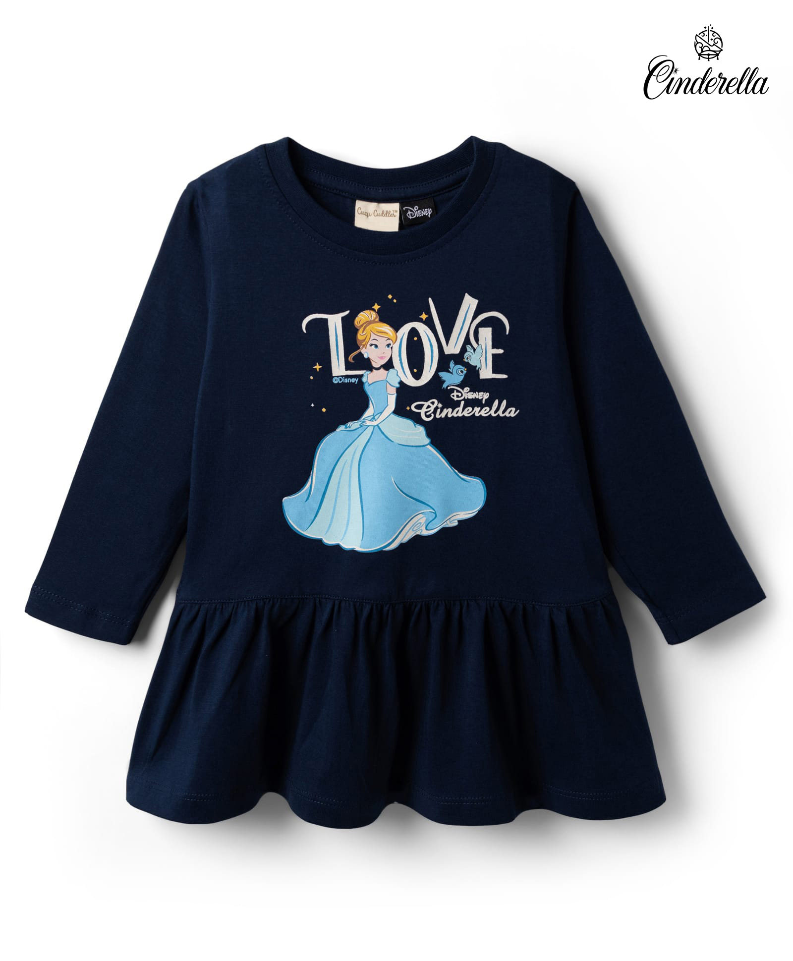 CUCUMBER Sinker Knit Full Sleeves Frock With Cinderella Graphic - Navy Blue-image-9