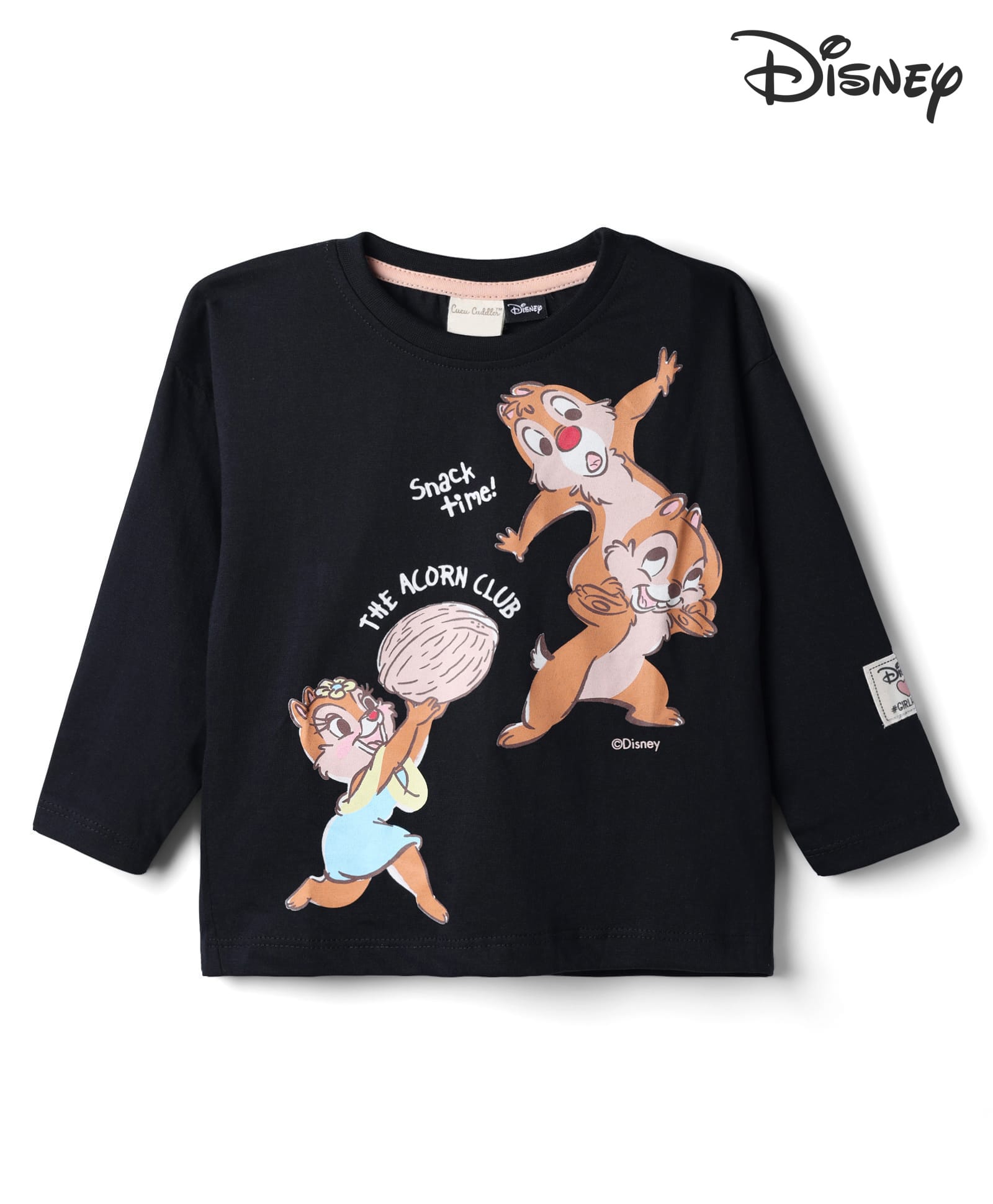 CUCUMBER Sinker Knit Full Sleeves T-Shirt with Chip n Dale Print - Black-image-11