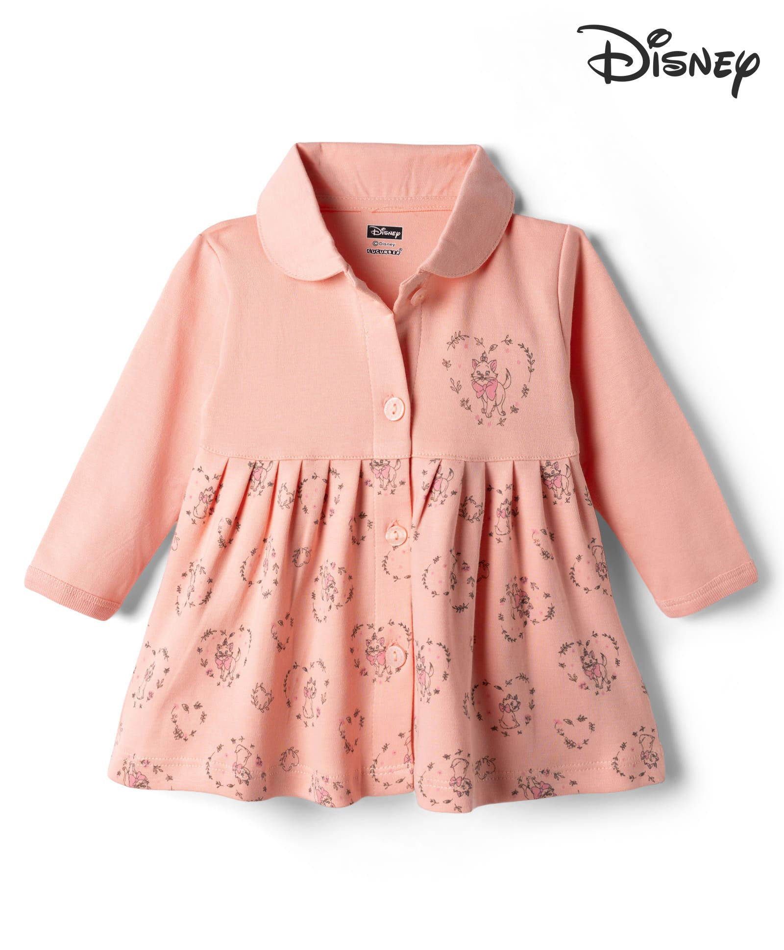 CUCUMBER Sinker Knit Full Sleeves Frock With Marie Graphics - Peach-image-45