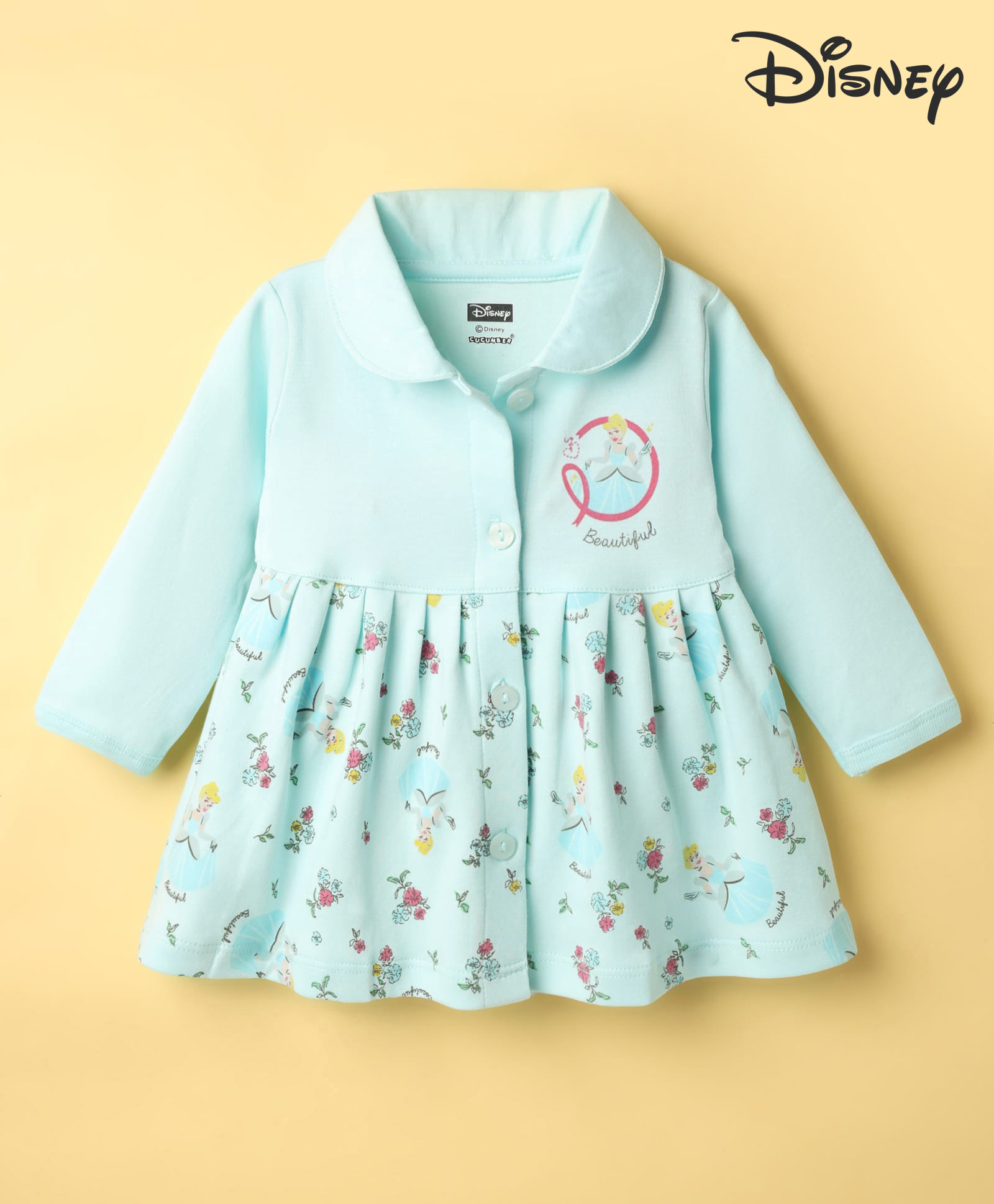 CUCUMBER Sinker Knit Full Sleeves Frock With Cinderella Graphics - Light Blue-picture-39