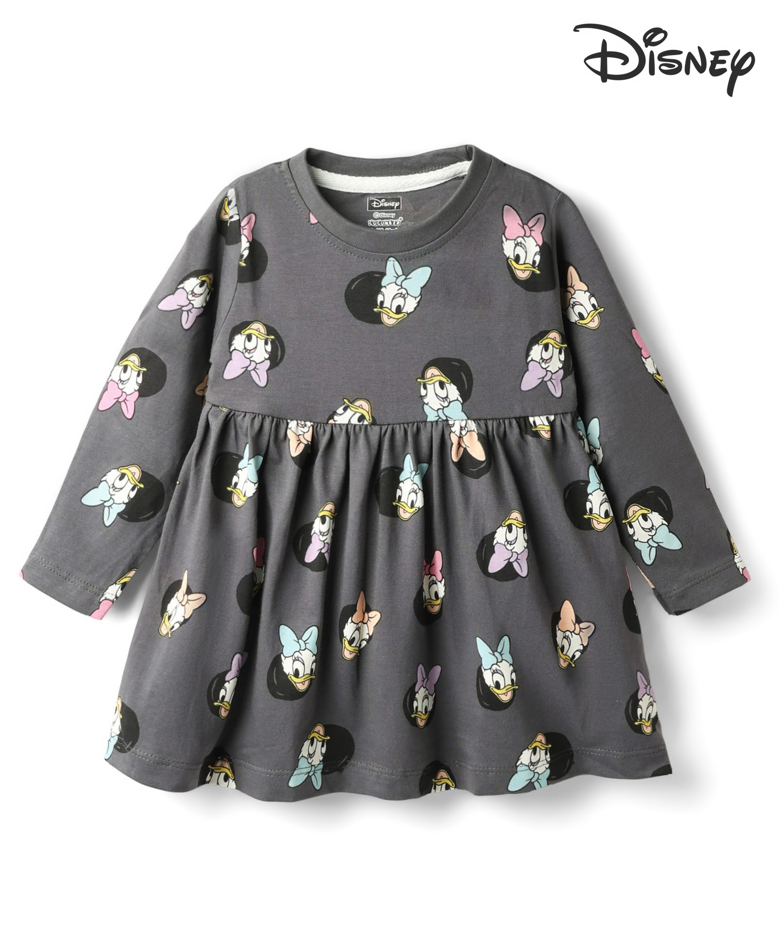 CUCUMBER Sinker Knit Full Sleeves Frock With Daisy Duck Graphics - Charcoal Grey-picture-11