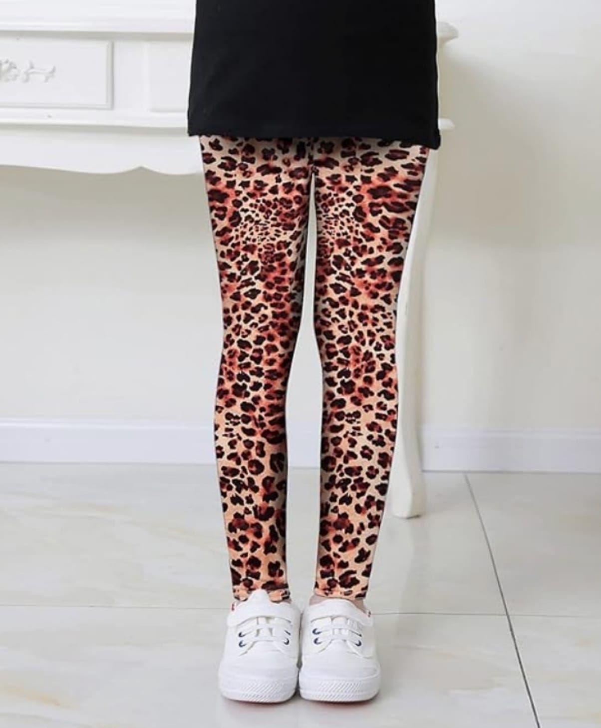 Neska Moda Knit Leopard Printed Leggings - Brown-picture-23