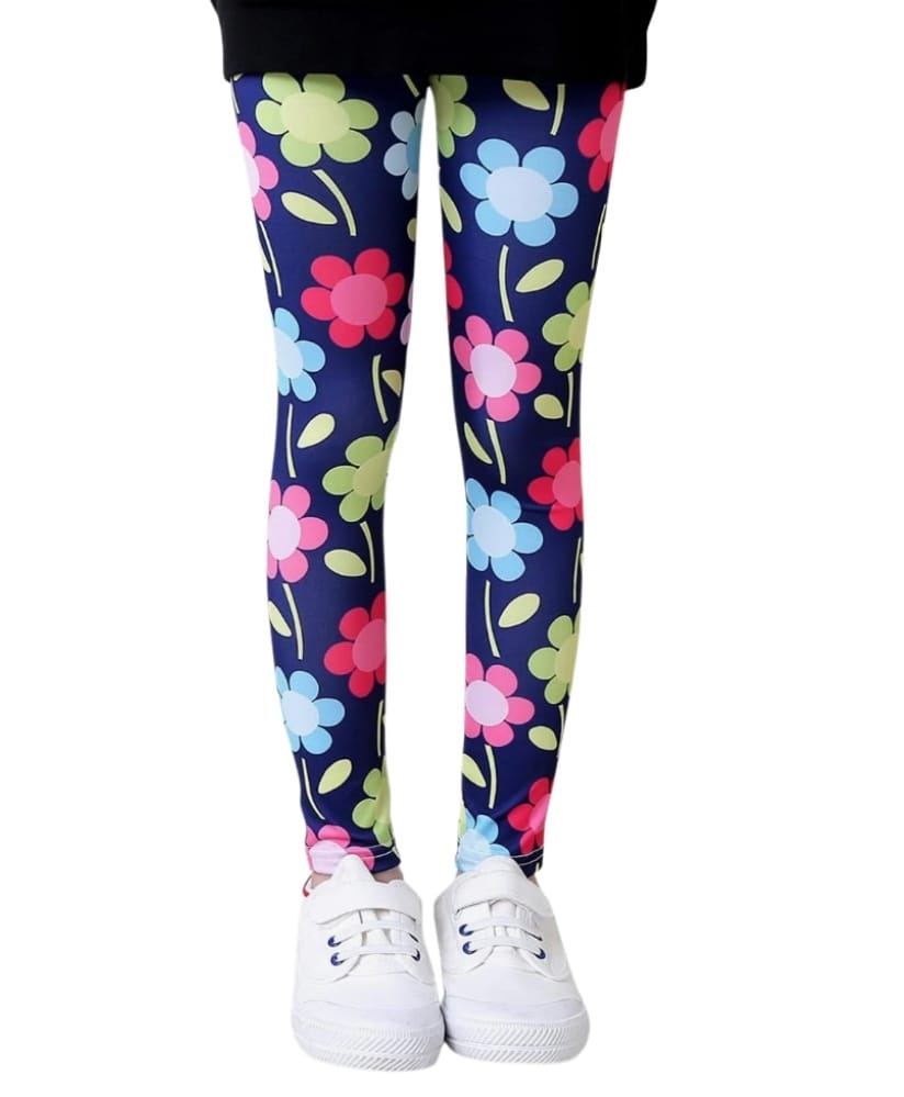 Neska Moda Knit Floral Printed Leggings - Blue-picture-23