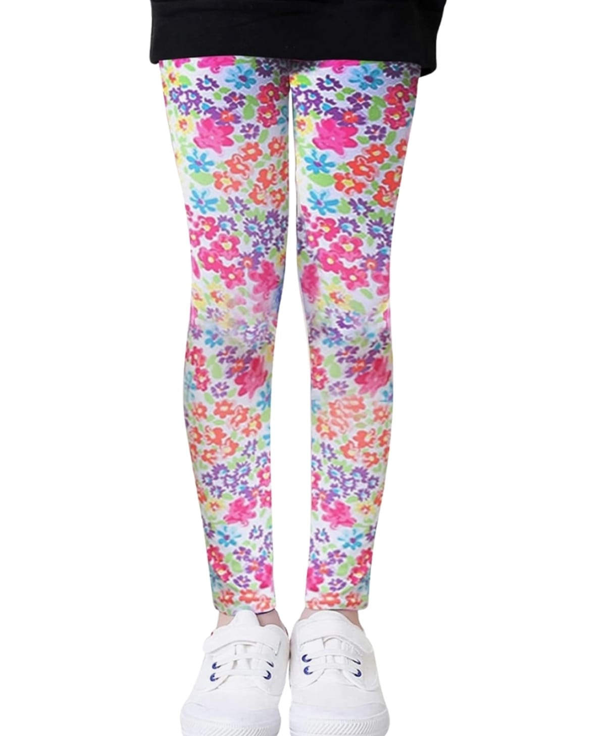 Neska Moda Knit Floral Printed Leggings - Pink-picture-18
