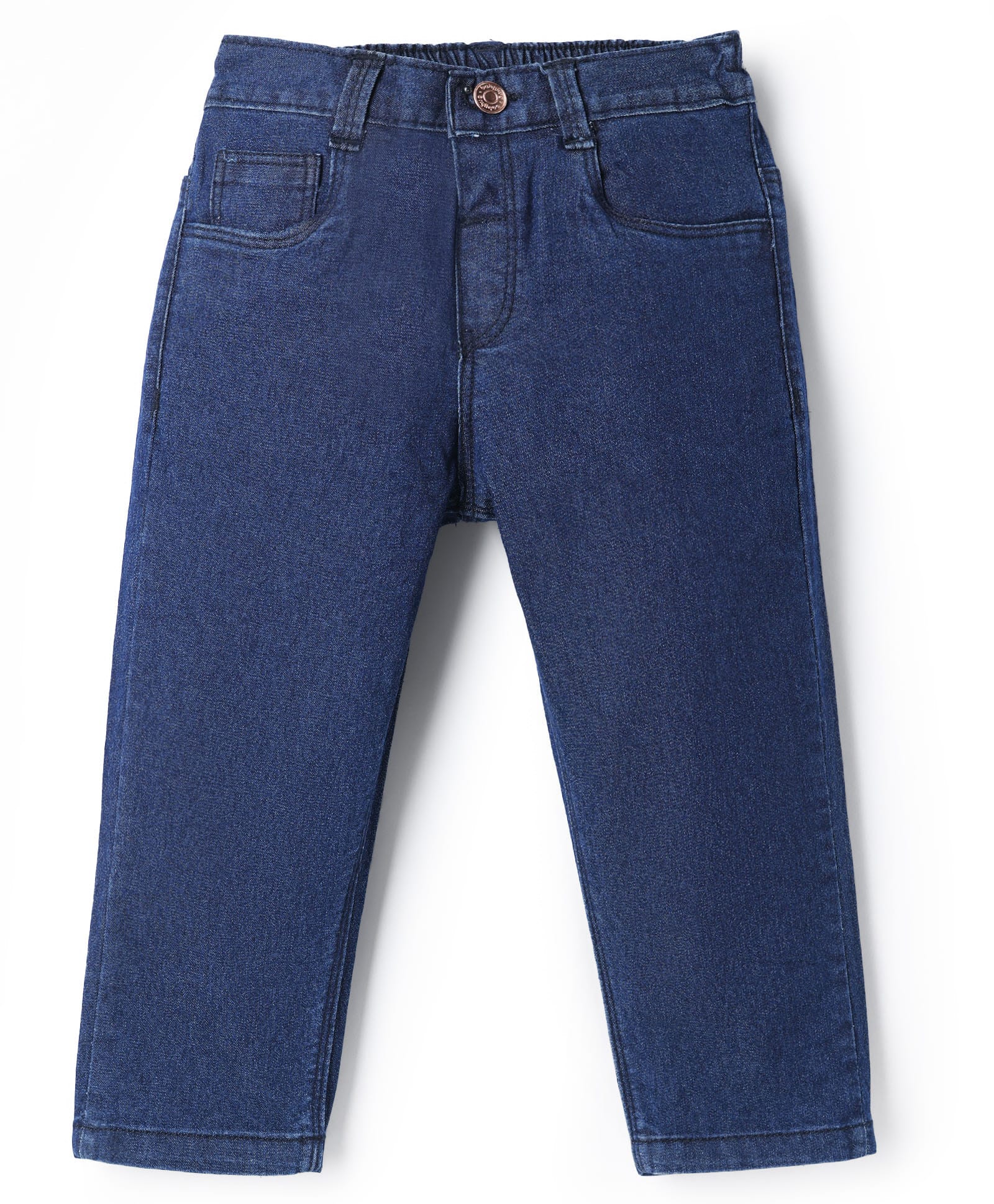 Babyhug Denim Full Length Slim Fit Washed Jeans With Stretch - Dark Blue-picture-20