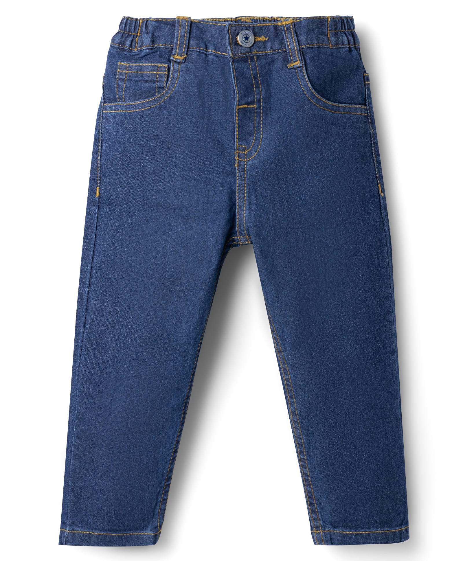 Babyhug Denim Full Length Slim Fit Washed Jeans With Stretch - Dark Blue-picture-20