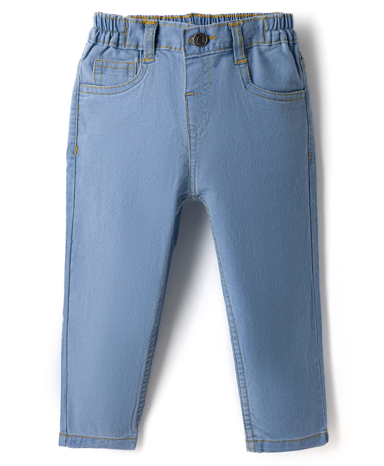Babyhug Denim Full Length Slim Fit Washed Jeans With Stretch - Light Blue-picture-28