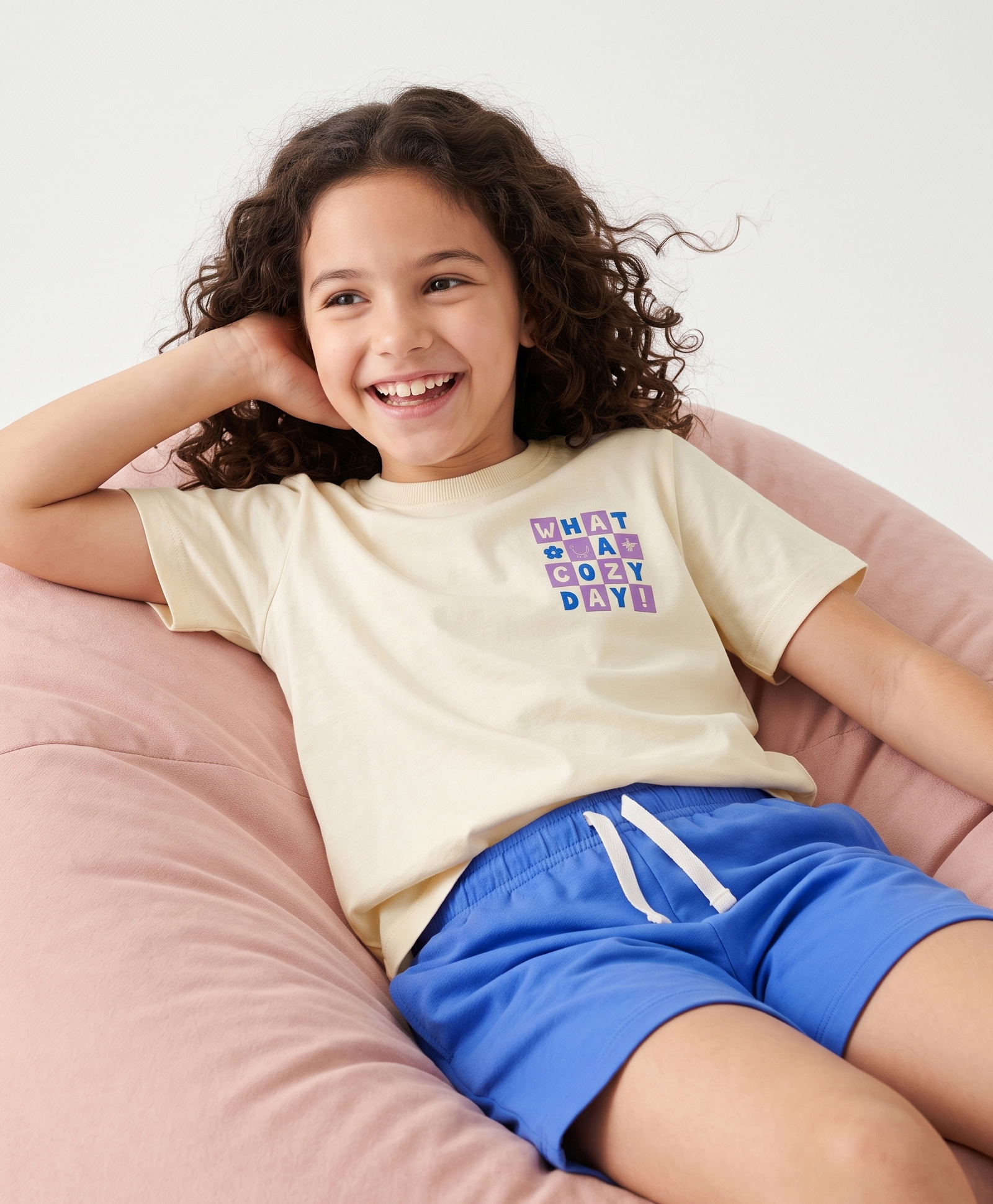 Pine Kids Cotton Knit Half Sleeves T-Shirt & Shorts Nightsuit with Text Print - Green & Cream-picture-27
