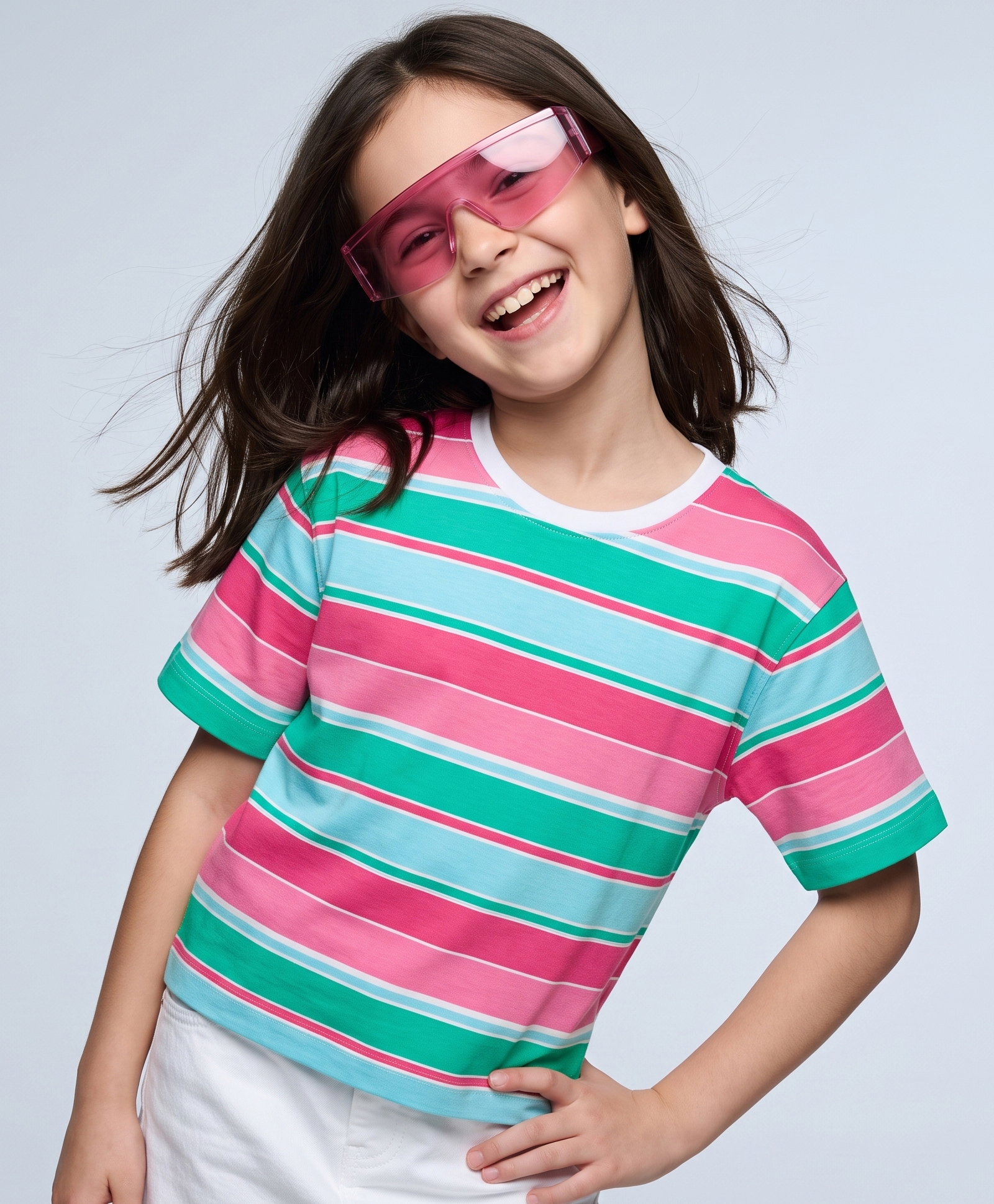 Pine Kids Cotton Knit Half Sleeves Striped T-Shirt - Dark Pink-picture-23