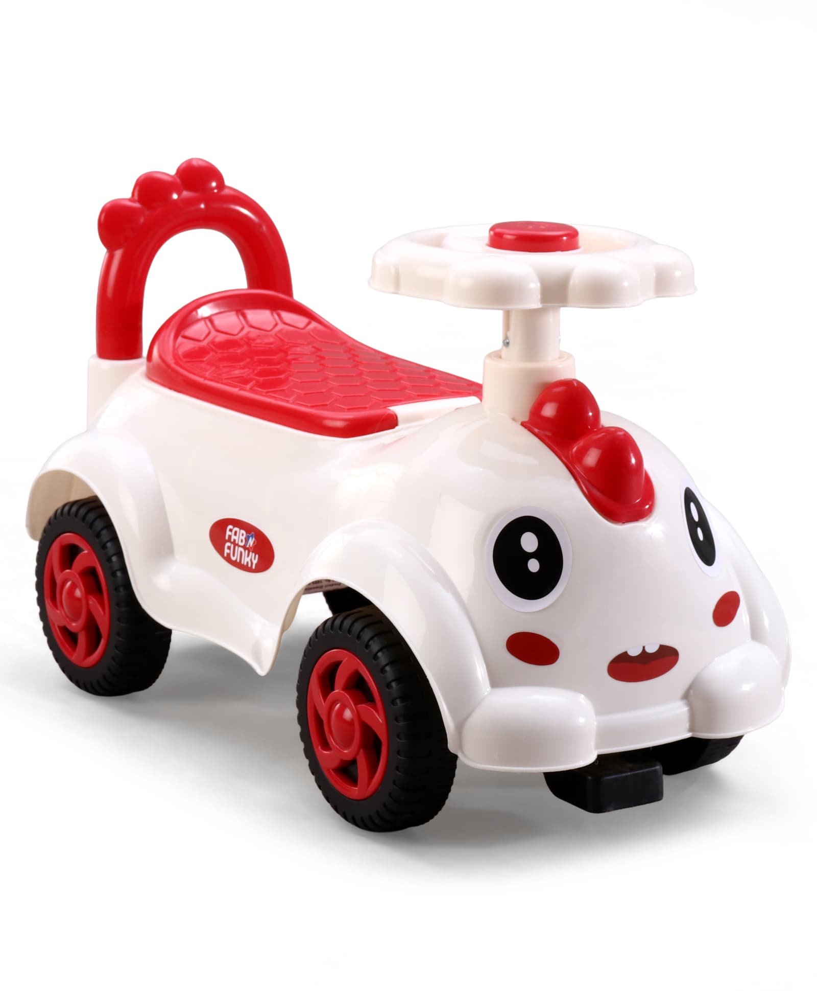 Fab N Funky Baby Dino Deluxe Ride-On with LED Lights & Music and Under Seat Storage - White Red| Foot-to-Floor Operation| Under Seat Storage| High Backrest| Comfortable Seat| Activity Gifting Option-picture-30