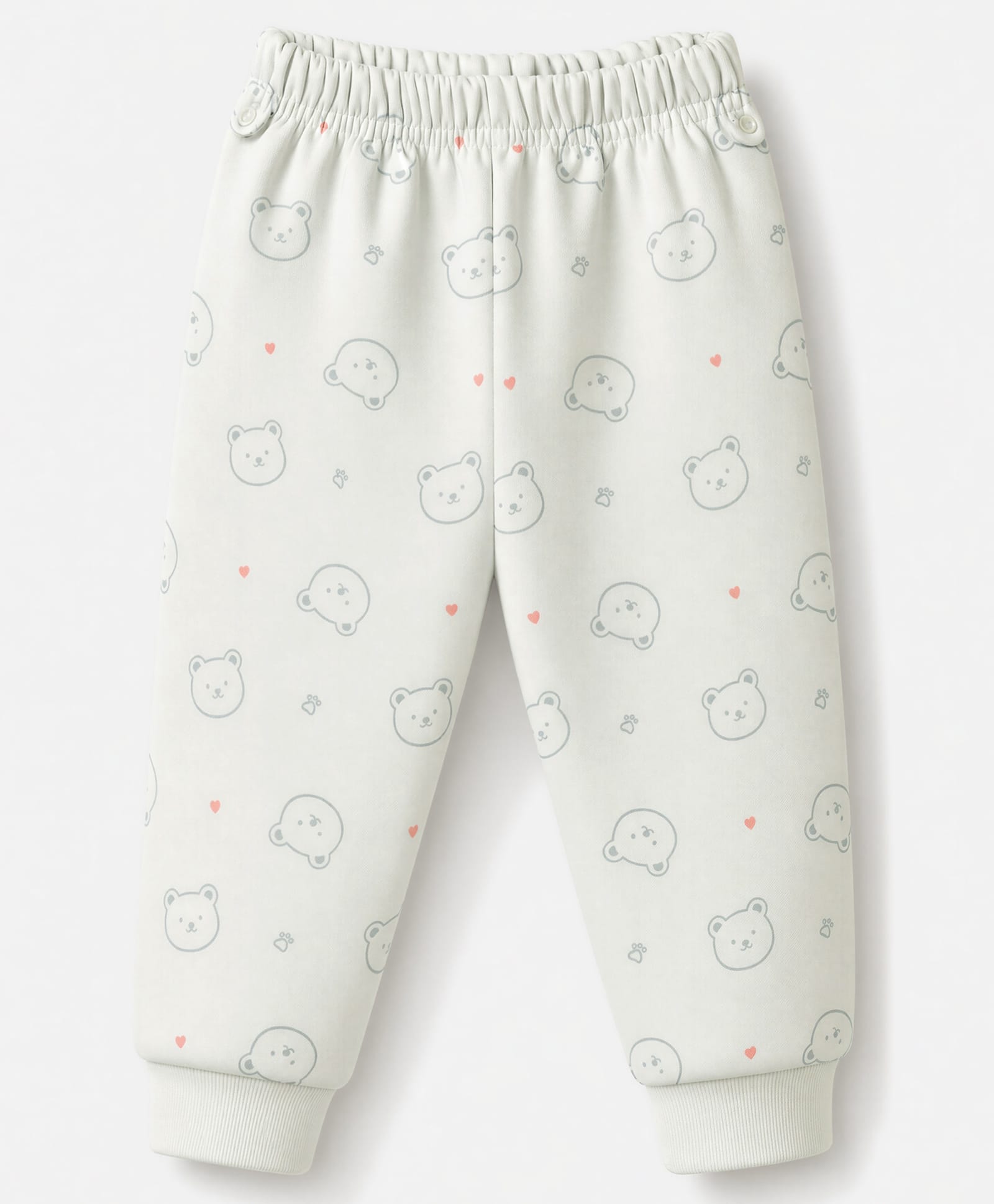 Simply Fleece Knit Full Length Bear Printed Fleece & Woollen Pant - Light Grey-picture-11
