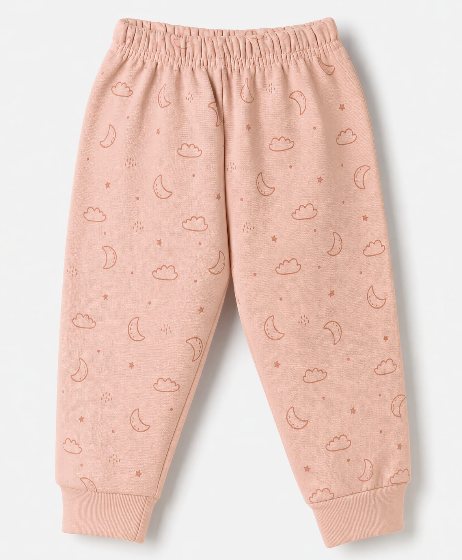 Simply Fleece Knit Full Length Moon & Cloud Printed Fleece & Woollen Pant - Peach-picture-15