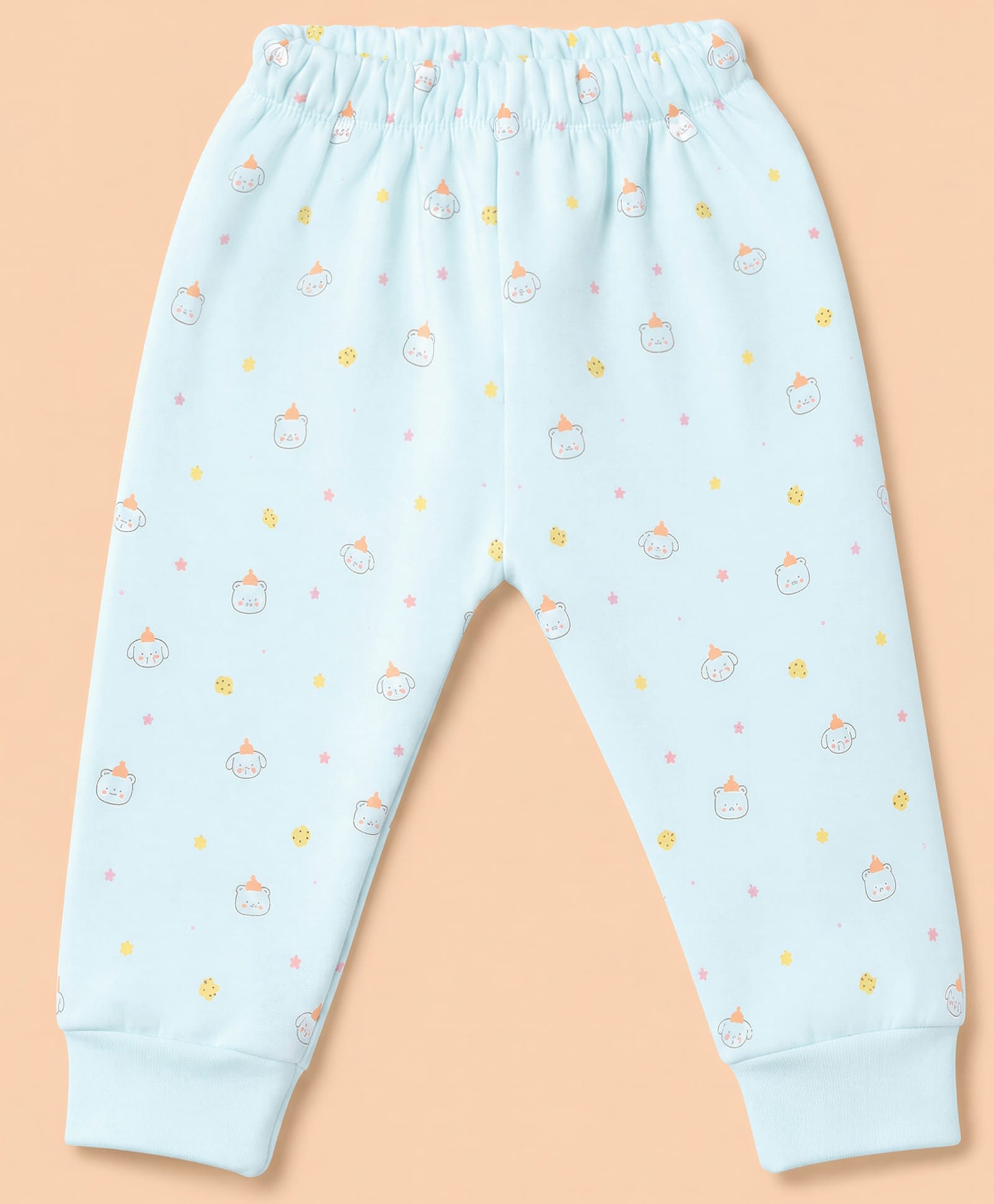 Simply Knit Full Length Fleece And Bottomwear With Bear Print - Sky Blue-image-41