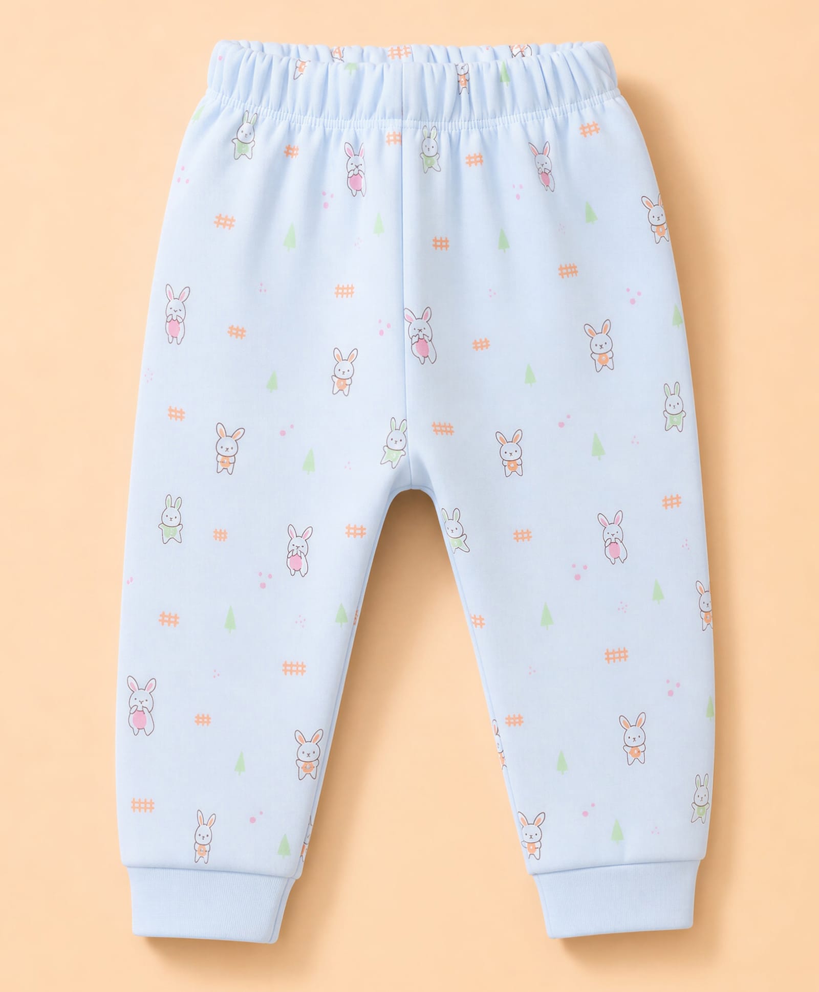 Simply Knit Full Length Fleece And Bottomwear With Bunny Print - Sky Blue-image-40