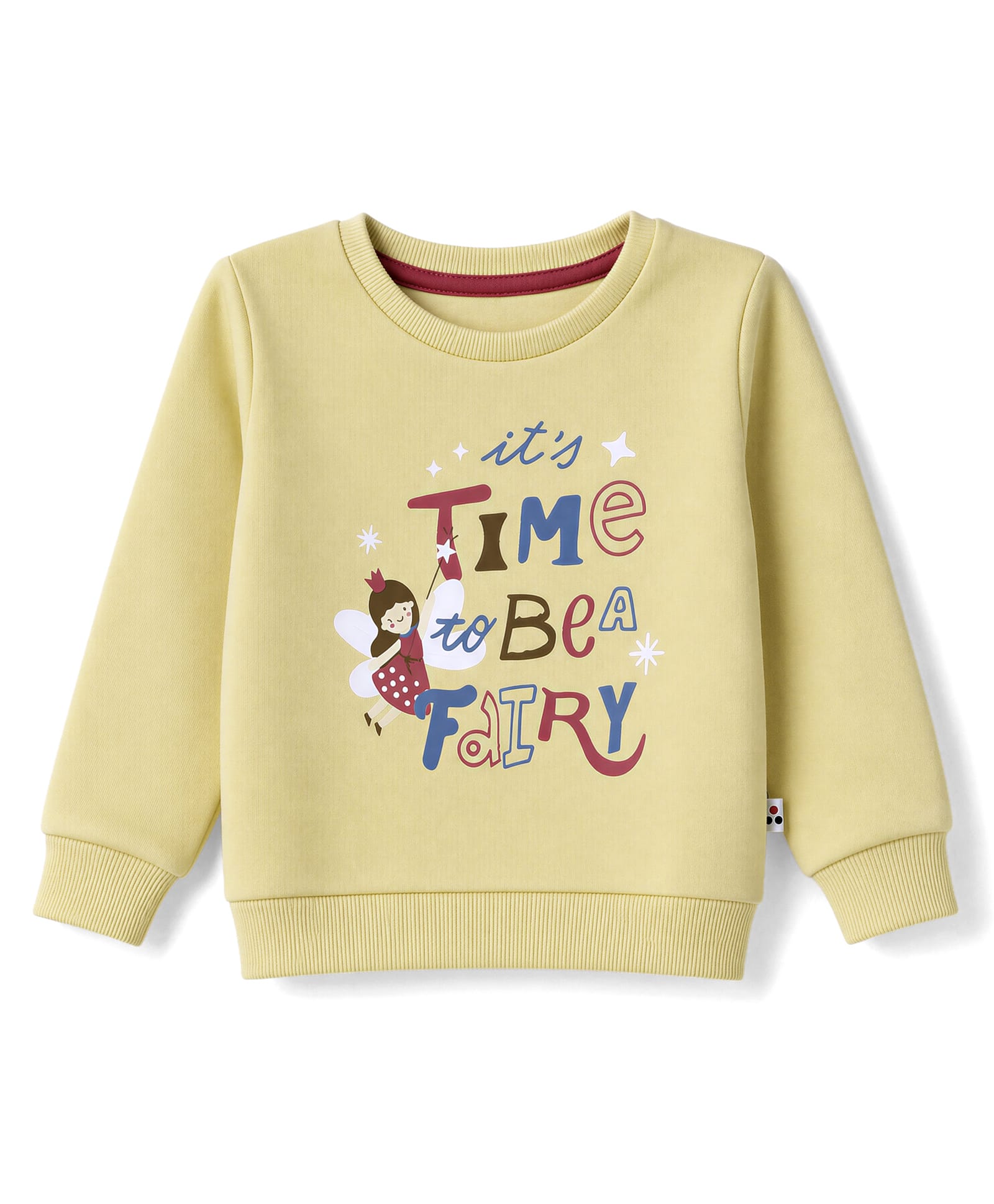 Simply Fleece Knit Sweatshirts with Full Sleeves and Fairy Print - Yellow-image-14