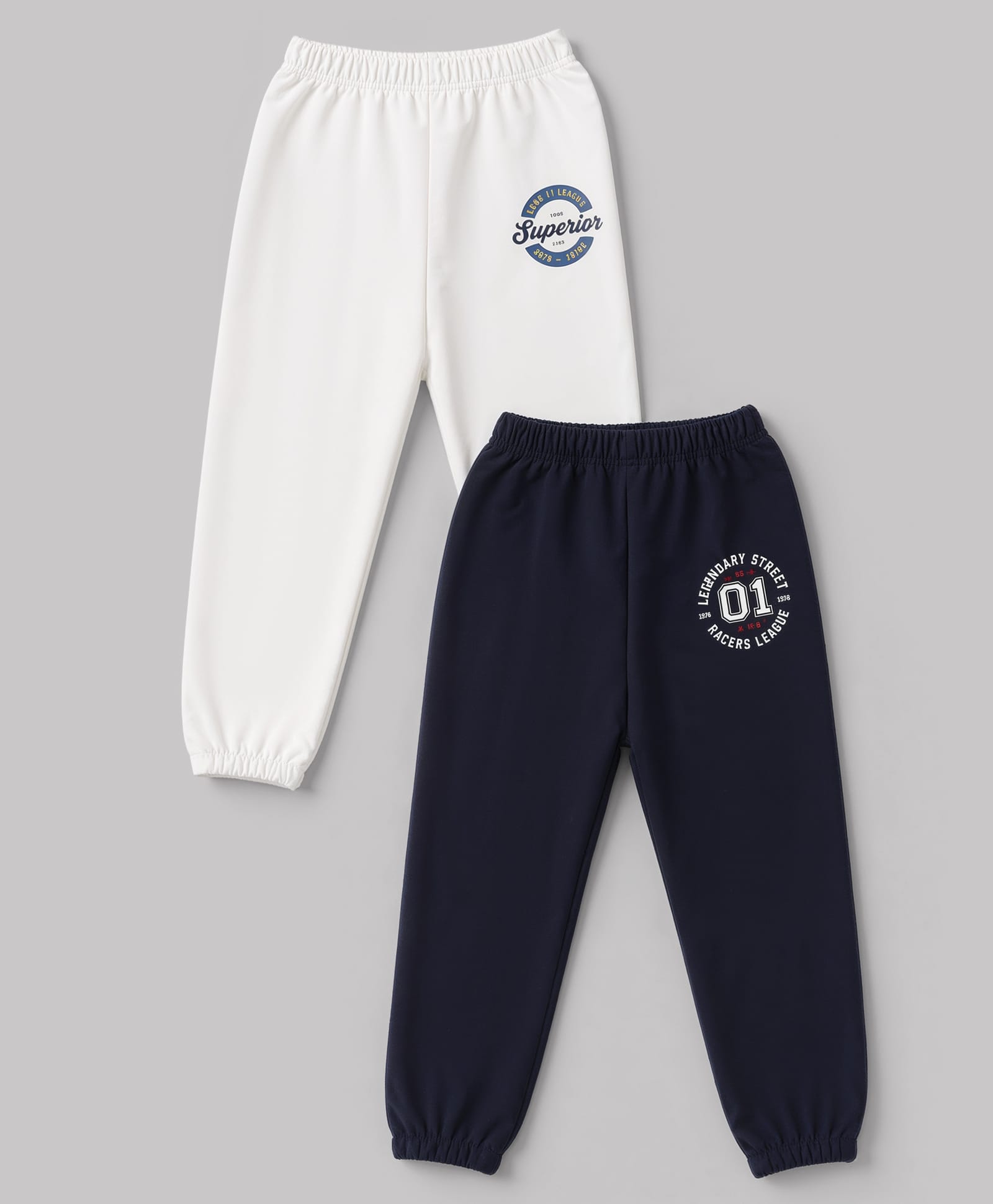 Simply Fleece Knit Full Length Text Printed Fleece & Woollen Pants Pack of 2 - Neavy Blue& White-picture-13