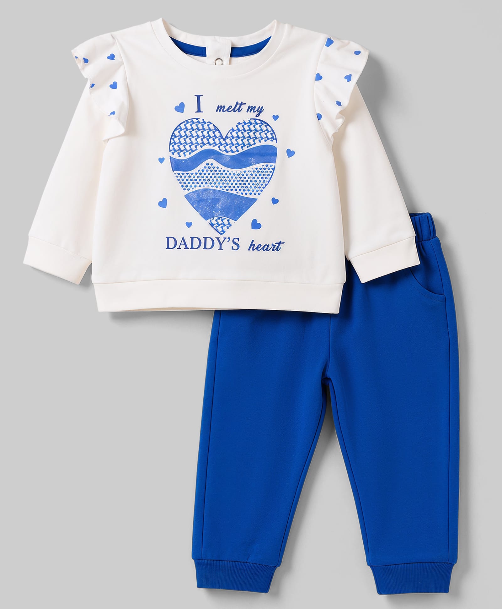 ToffyHouse Knitted Full Sleeves Hearts Printed Top & Pant Set - Blue-picture-48
