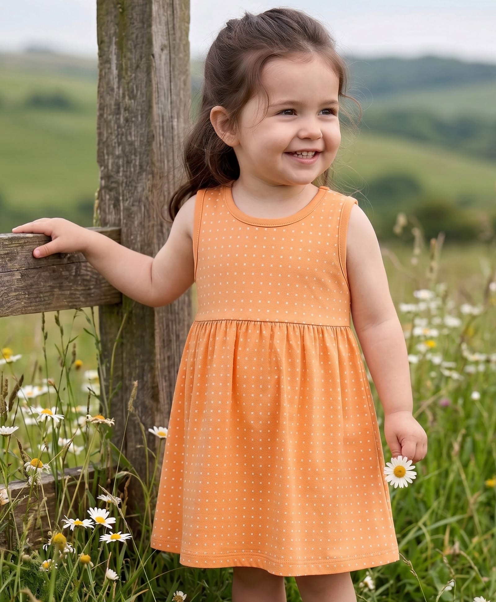 Babyhug Single Jersey Knit Sleeveless Frock With Polka Dot Print - Orange-image-30