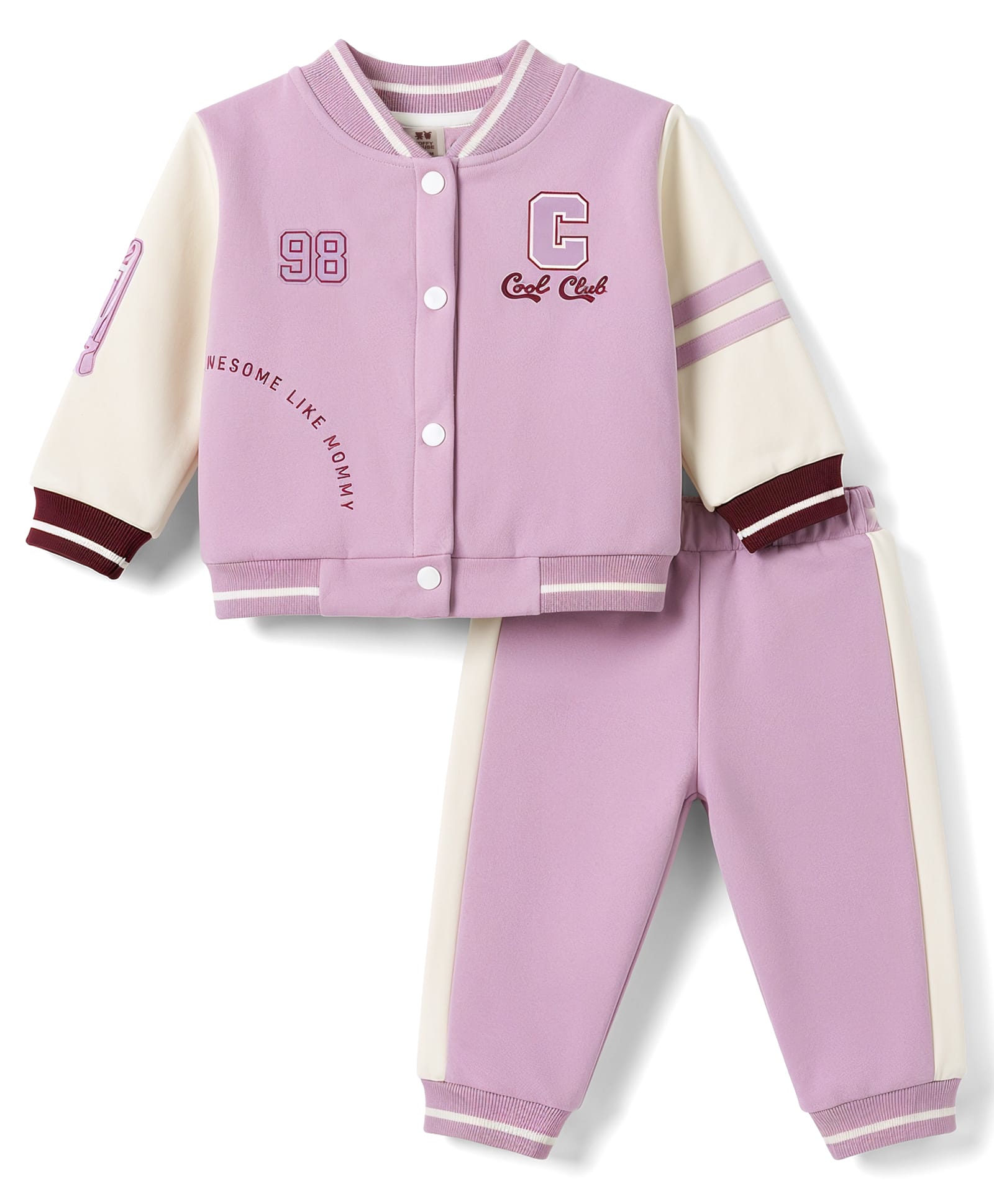ToffyHouse Fleece Woven Full Sleeves T-Shirt & Pant Winter Wear Suit With Text Print - Purple-picture-25