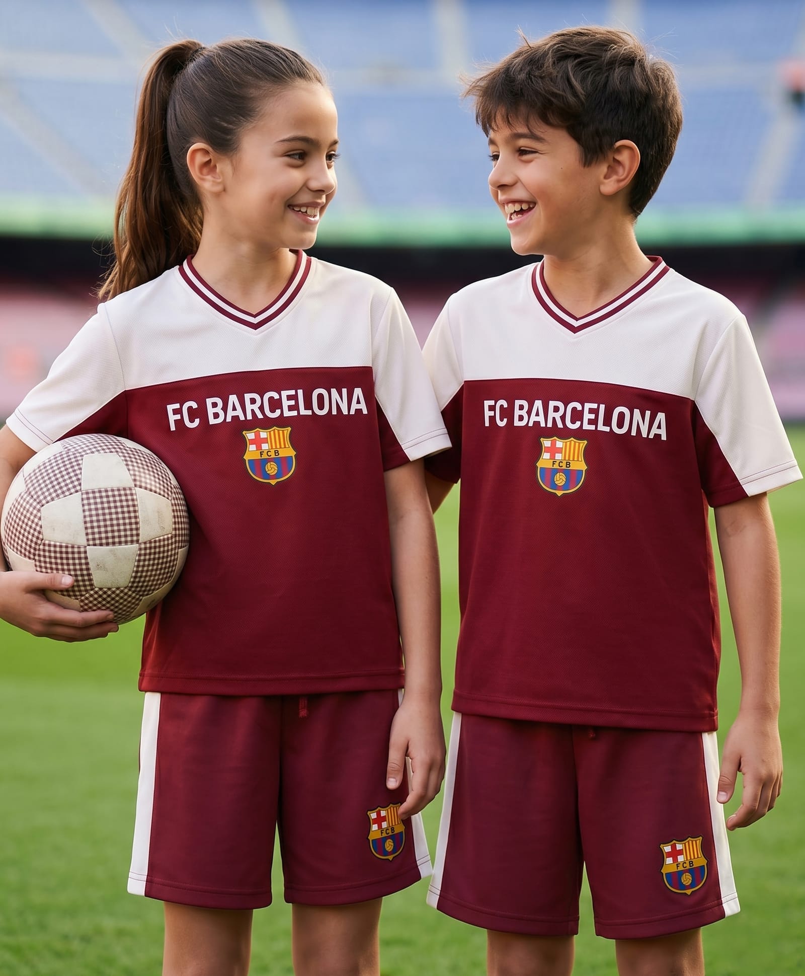 Pine Active Knit Half Raglan Sleeves FC Barcelona Printed T-Shirt with Shorts Football Set - Maroon & White-picture-20