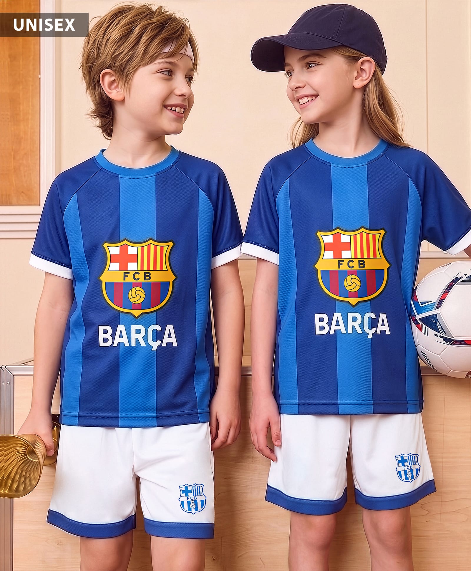 Pine Active FC Barcelona Football Jersey T-Shirt with Shorts Set -Blue-picture-24