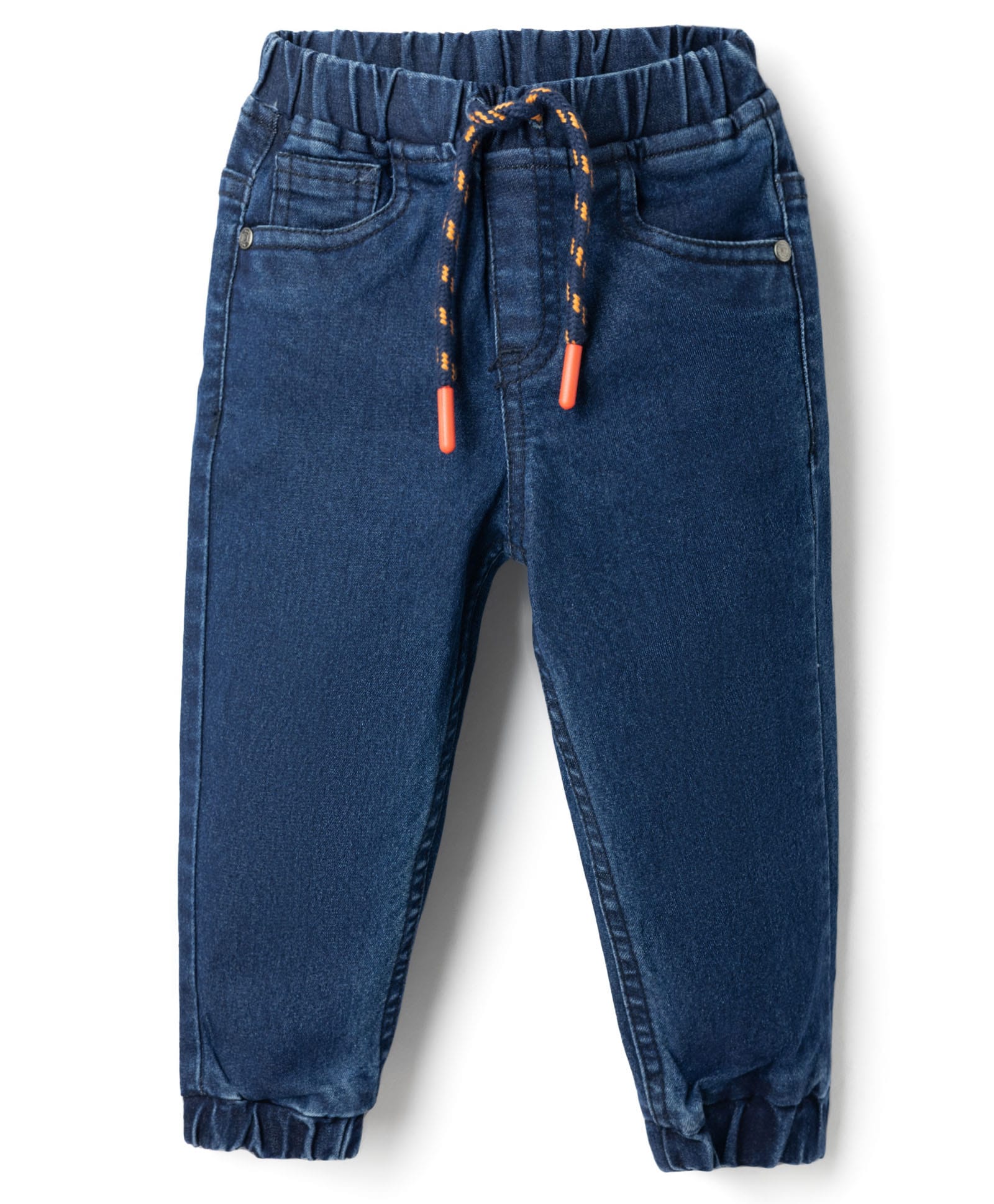 Babyhug Denim Full Length Jogger Style Washed Jeans With Stretch - Dark Blue-picture-10
