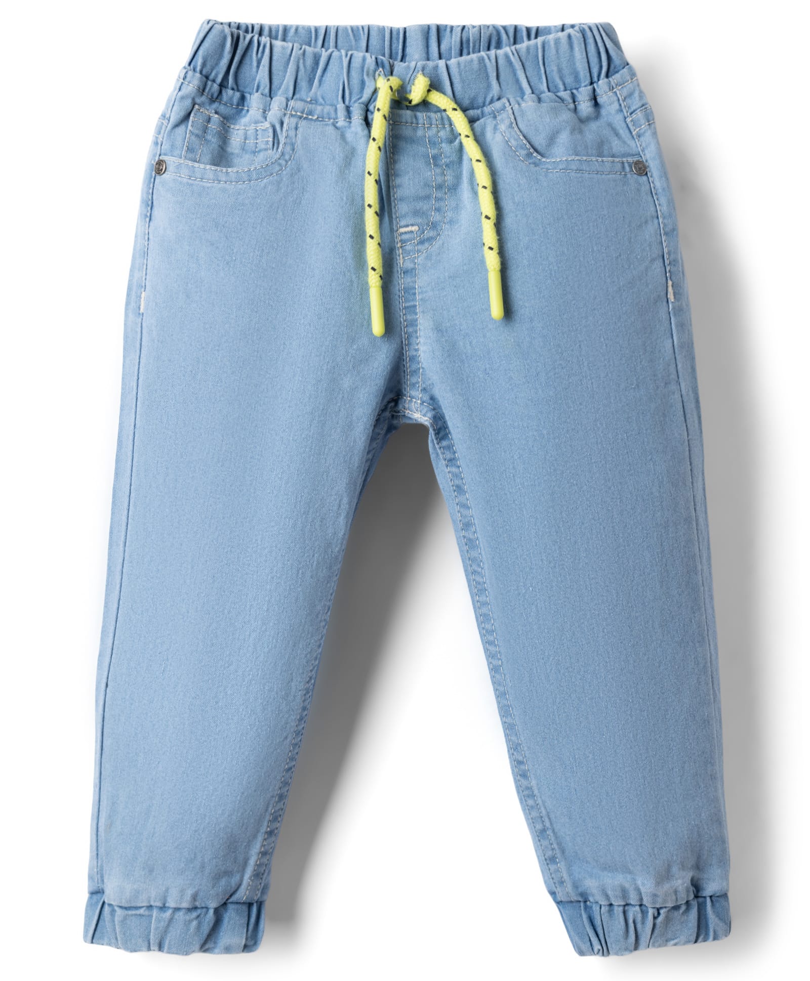 Babyhug Denim Full Length Jogger Style Washed Jeans With Stretch - Light Blue-picture-18
