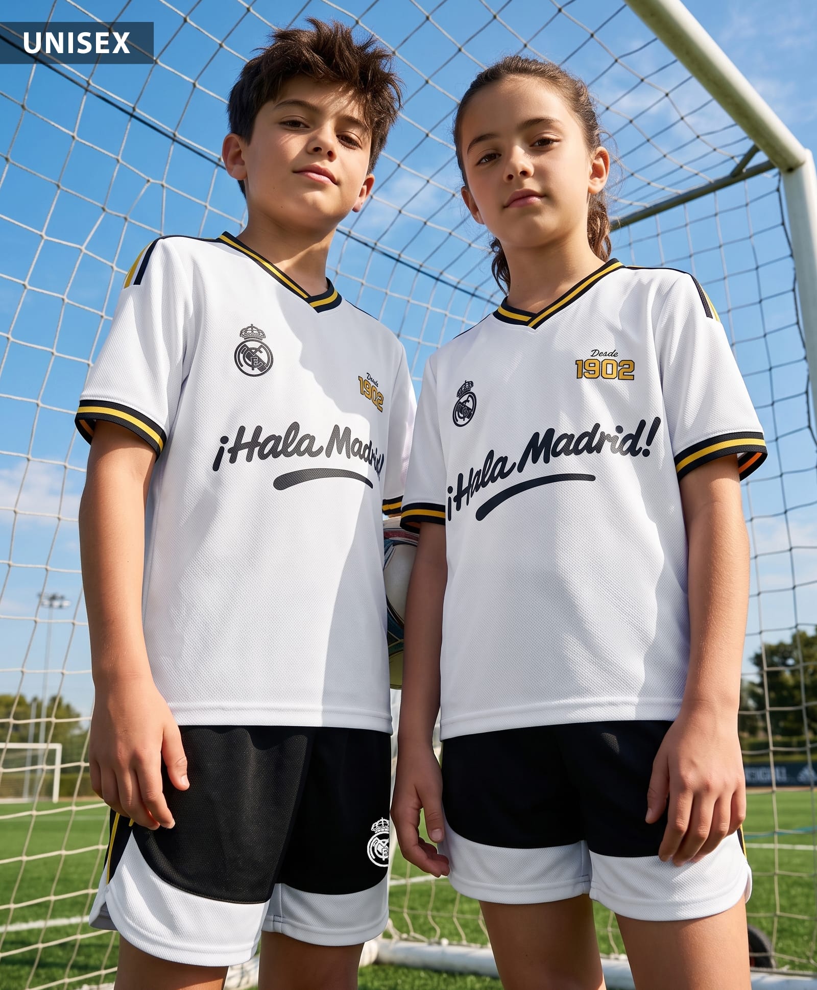 Pine Active Real Madrid Football Jersey T-Shirt with Shorts Set - White & Black-image-4
