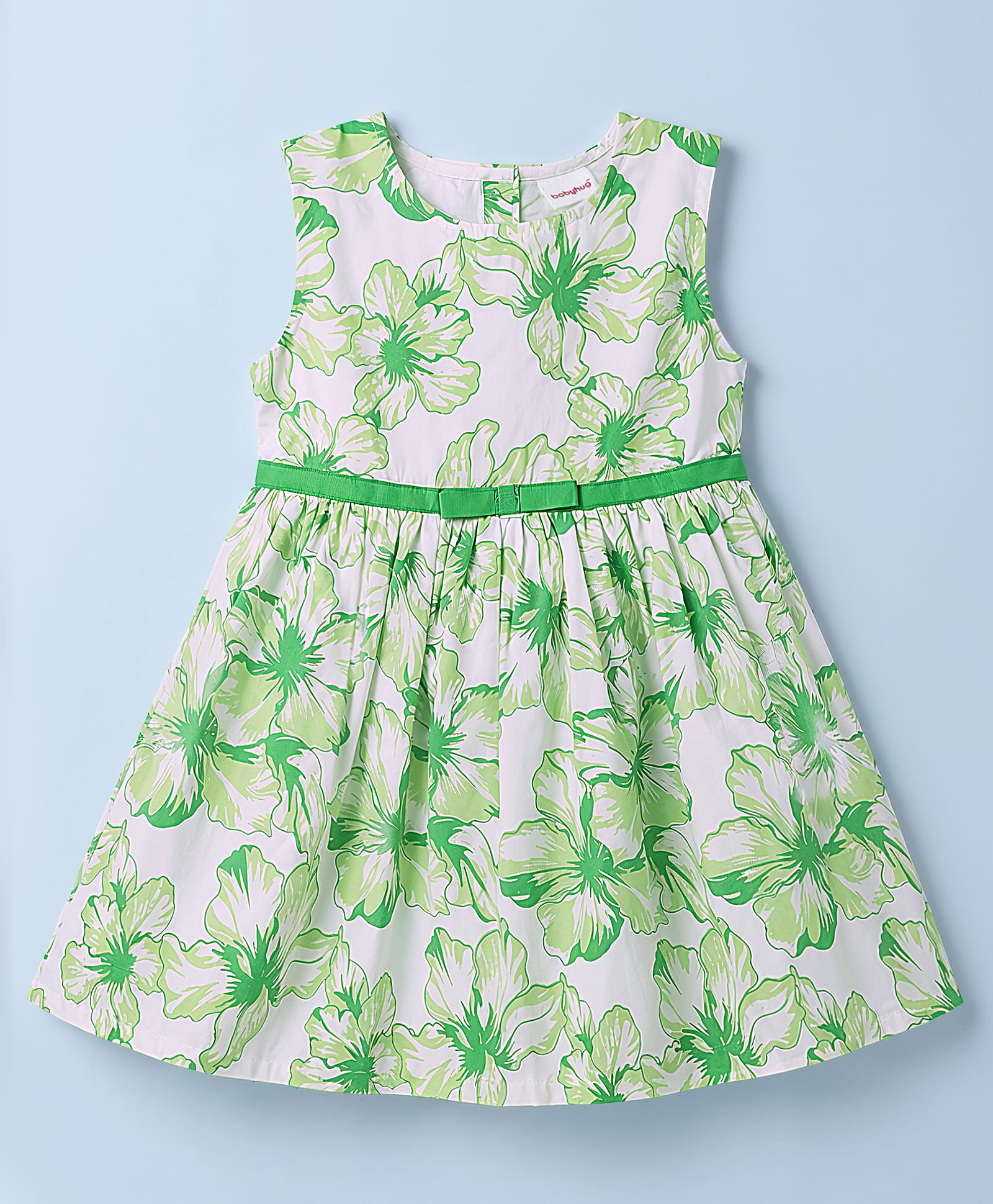 Babyhug Cotton Woven One Piece Dress Sleeveless Floral White 2-3 Years-picture-17