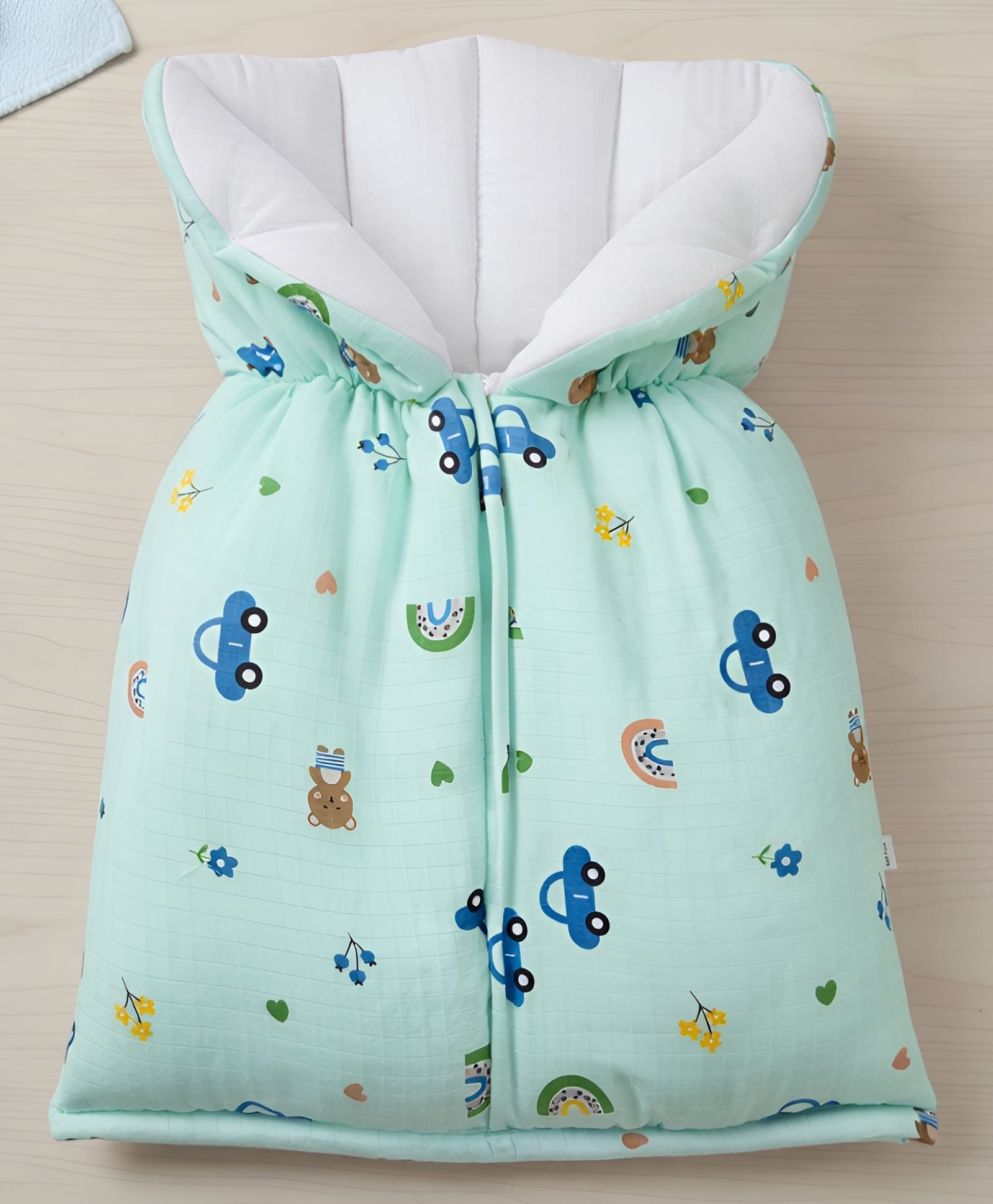 GRASPING FINGERS Premium Muslin Cotton Baby Carry Nest, Infant Sleeping Bag - Mint Green-image-21