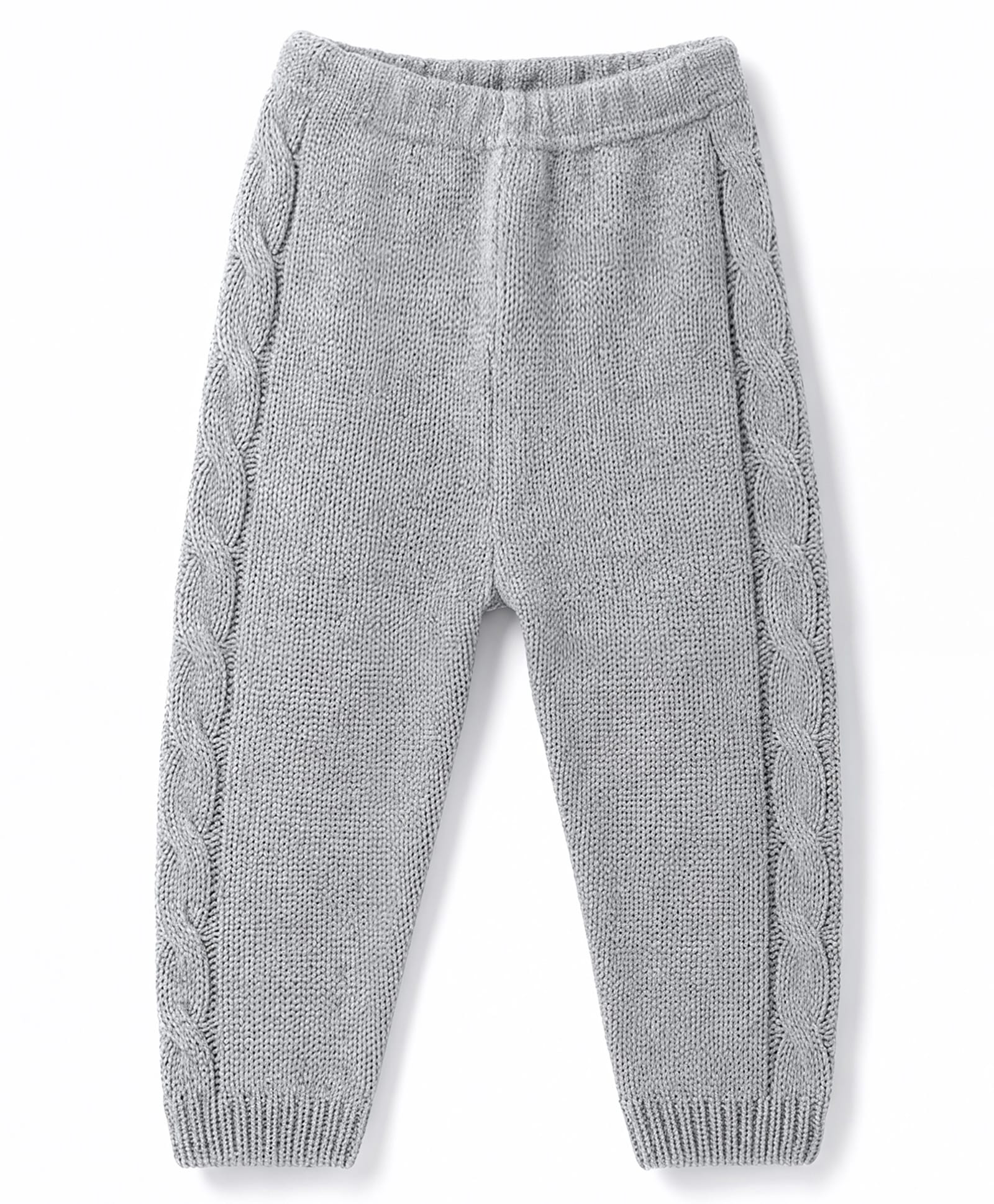 Babyhug Knit Full Length Solid Colour Fleece Lounge Pant - Grey-image-20