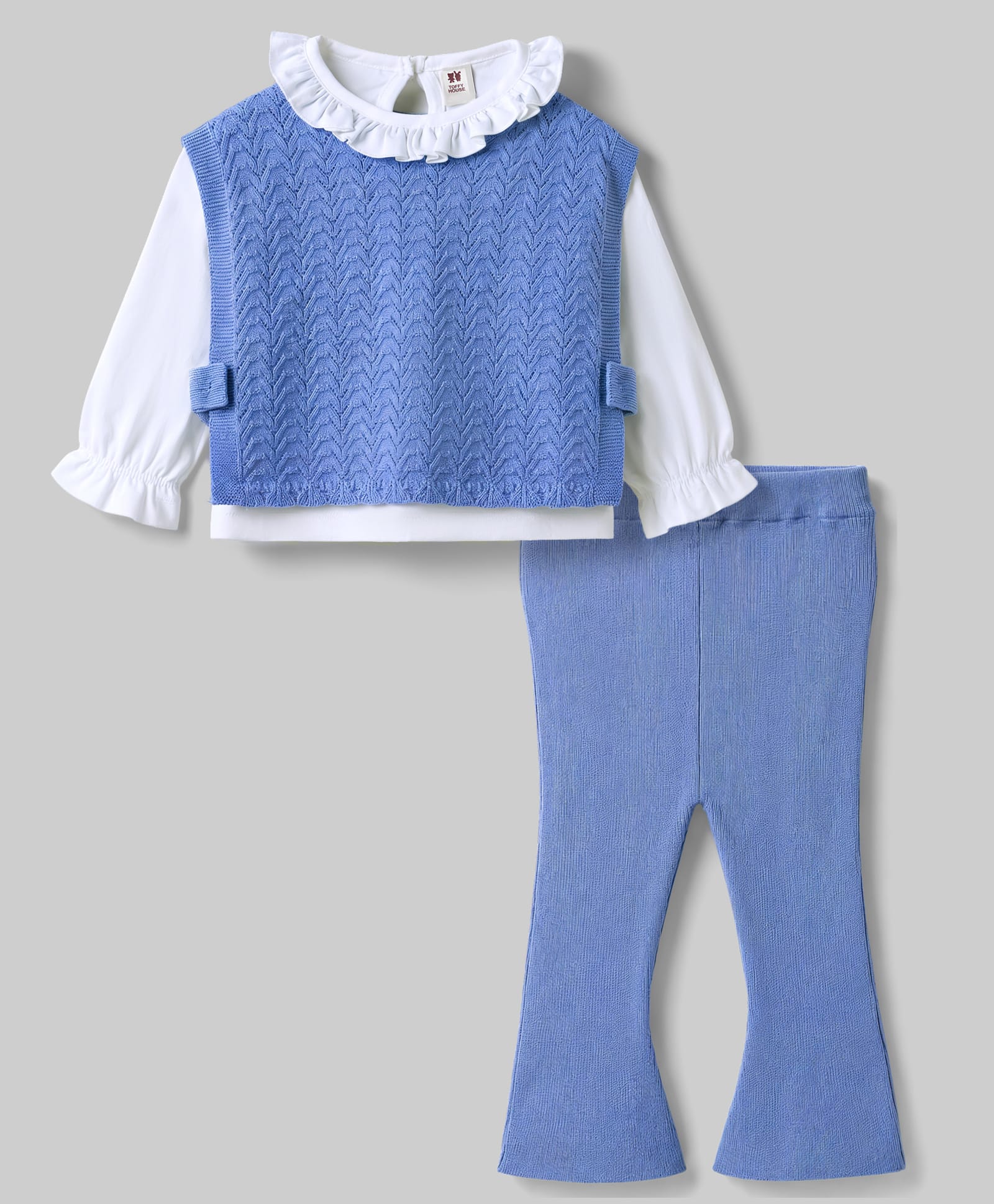 ToffyHouse Cotton Woven Full Sleeves Winter Wear Set - Blue-picture-19