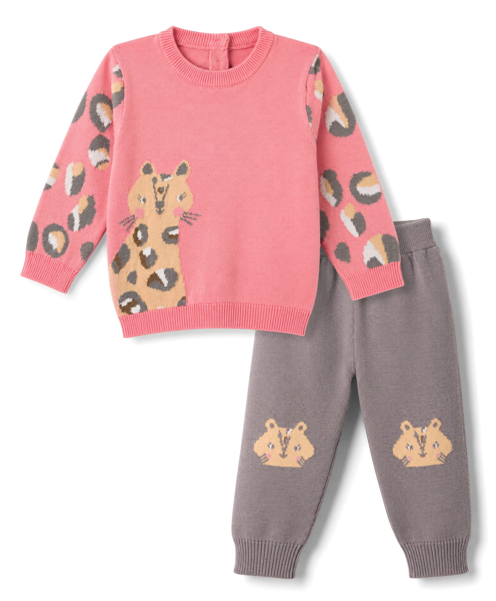 ToffyHouse Cotton Woven Full Sleeves Sweatshirt & Pant Winter Wear Suit With Cat Design - Multicolor-picture-24
