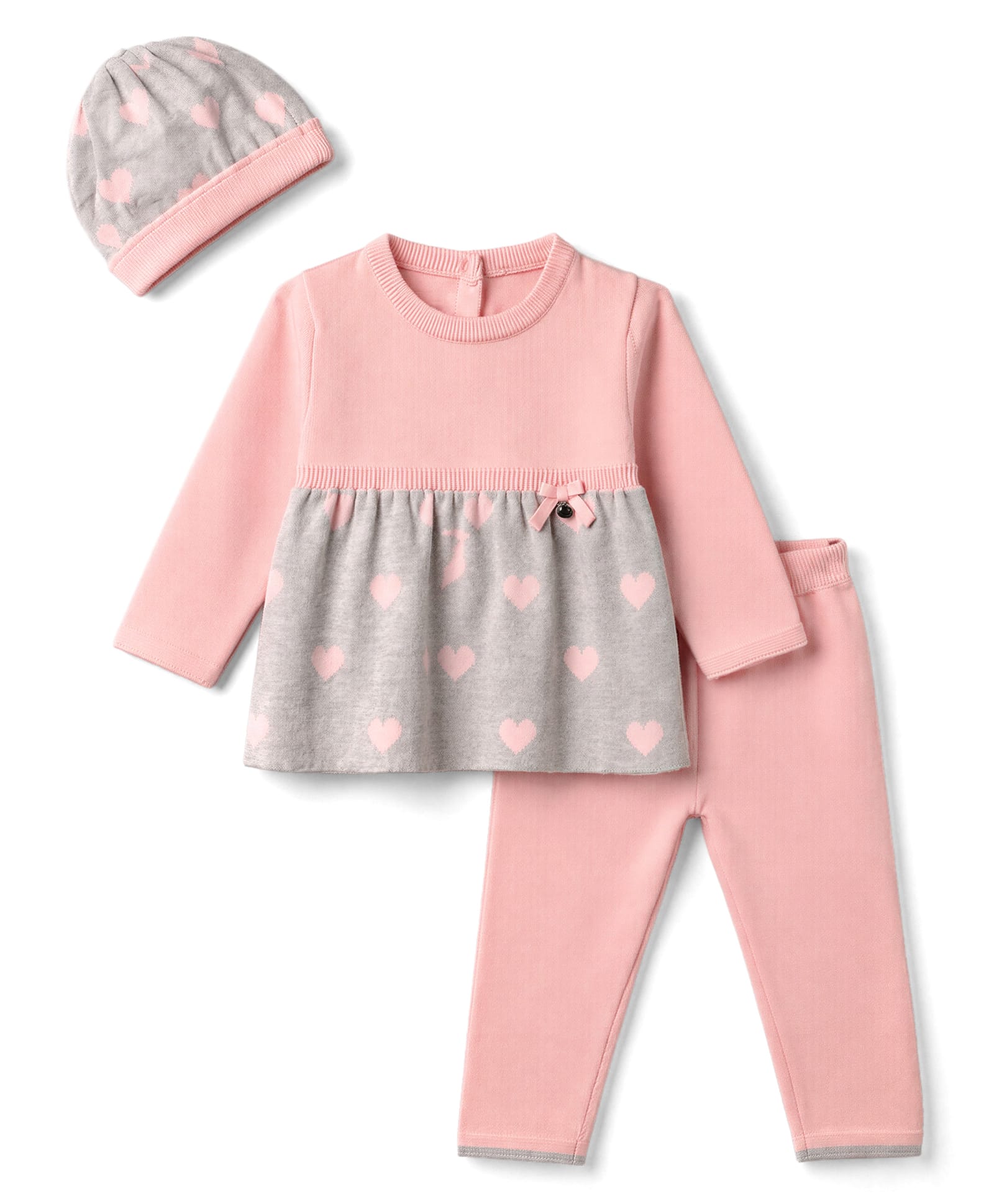 ToffyHouse Cotton Woven Full Sleeves Sweatshirt & Pant Winter Suit With Cap & Heart Design - Light Pink-picture-11