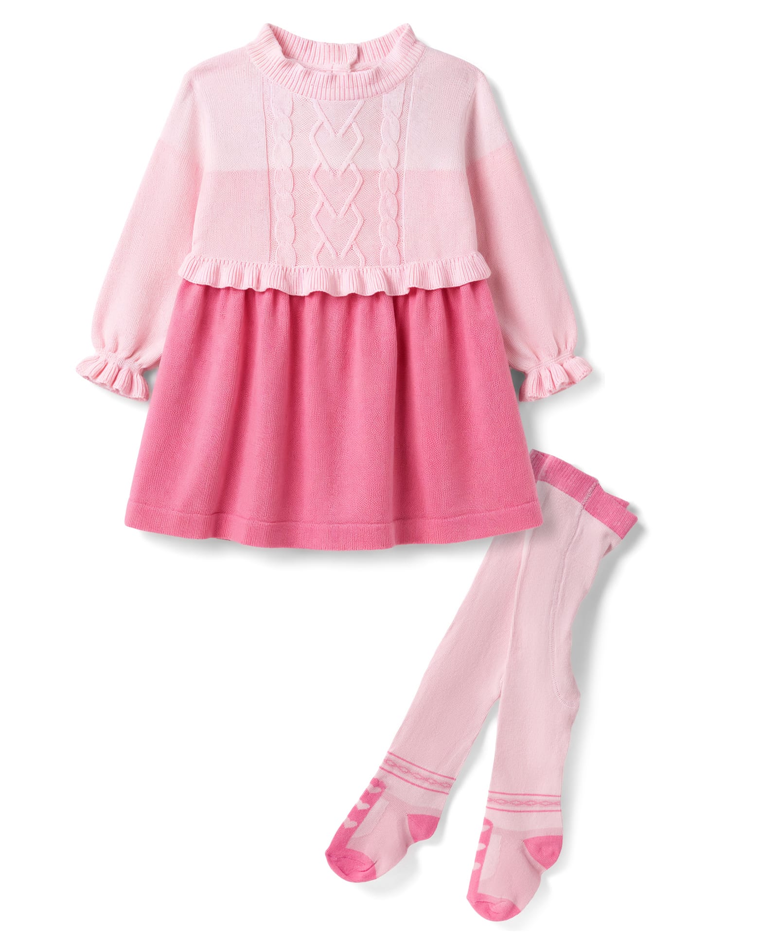 ToffyHouse Knitted Full Sleeves Woolen Dress With Stocking - Pink-picture-9