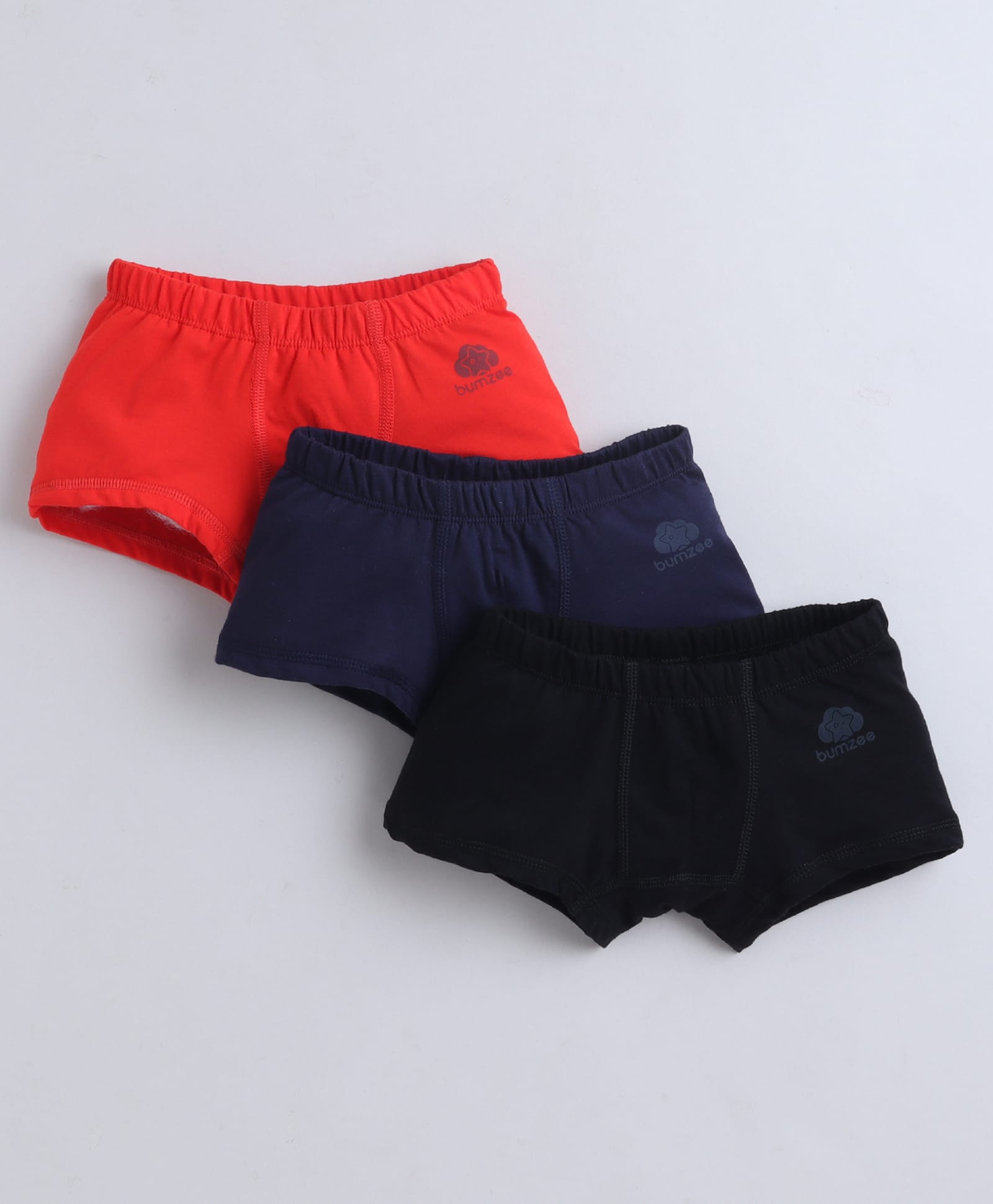 BUMZEE Cotton Knit Pack Of 3 Solid Trunks - Red & Black-picture-12