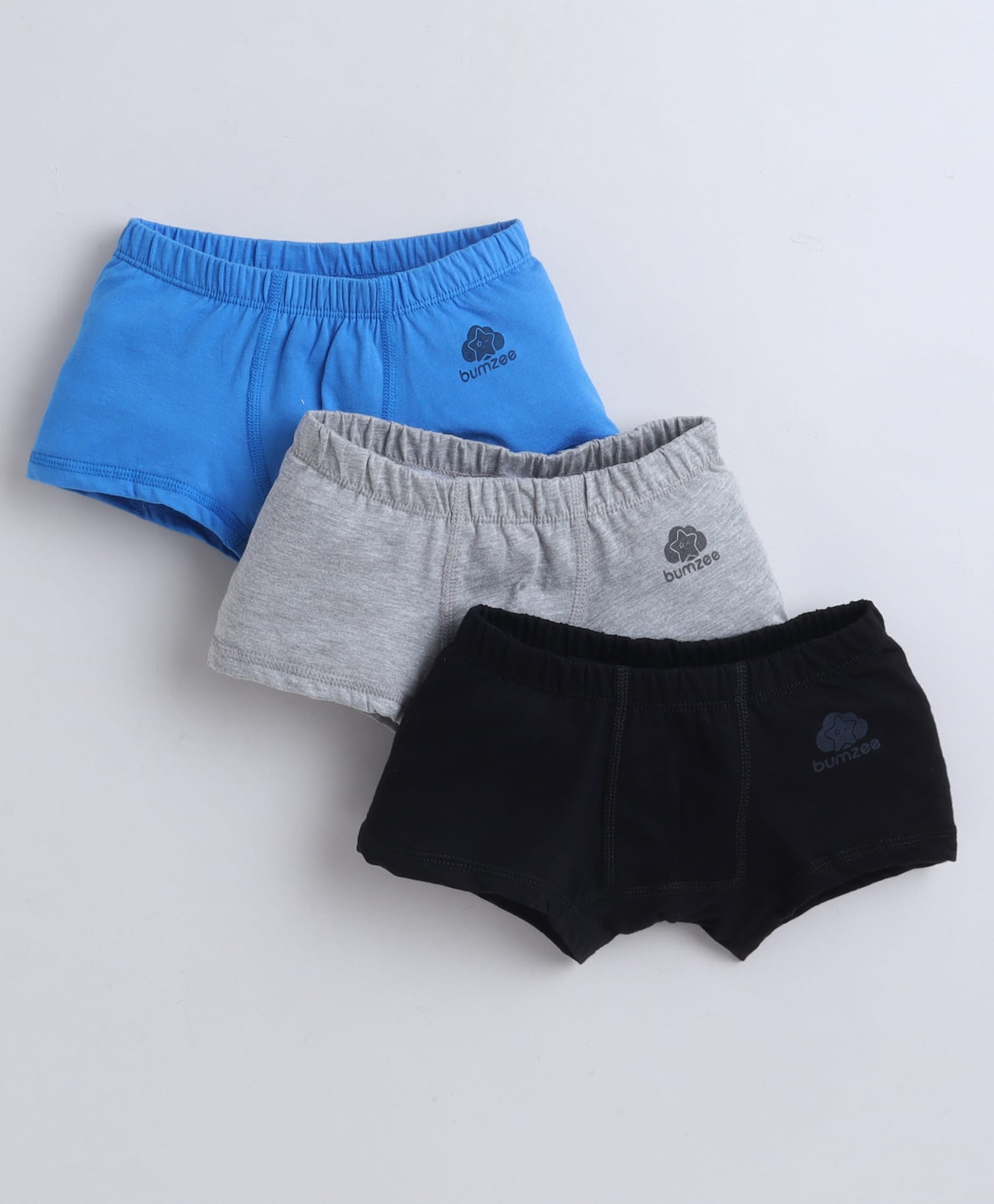 BUMZEE Cotton Knit Pack Of 3 Solid Trunks - Black & Grey-picture-35