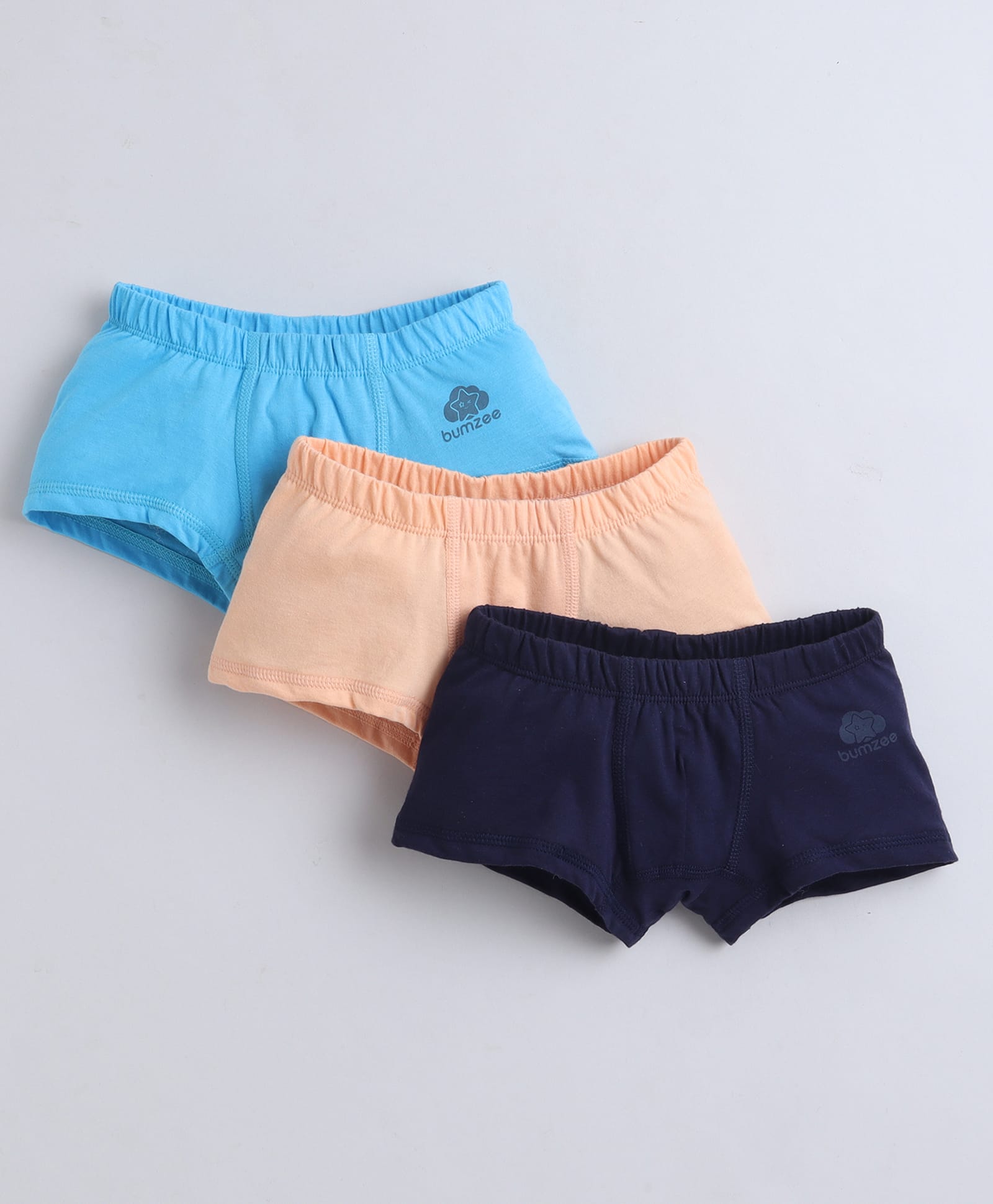 BUMZEE Cotton Knit Pack Of 3 Solid Trunks - Navy Blue & Blue-picture-25