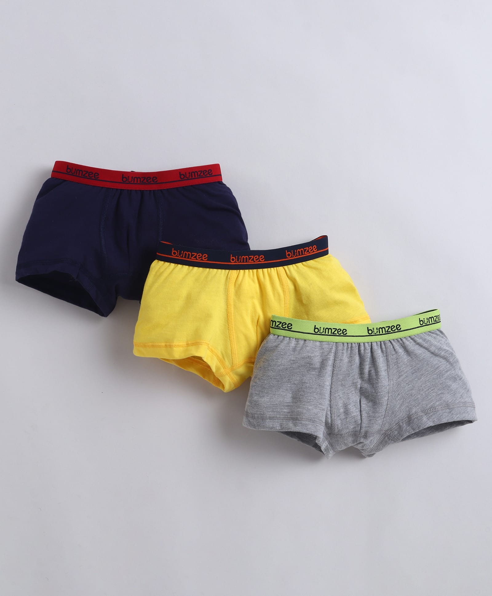 BUMZEE Cotton Knit Pack Of 3 Solid Trunks - Grey & Yellow-picture-15