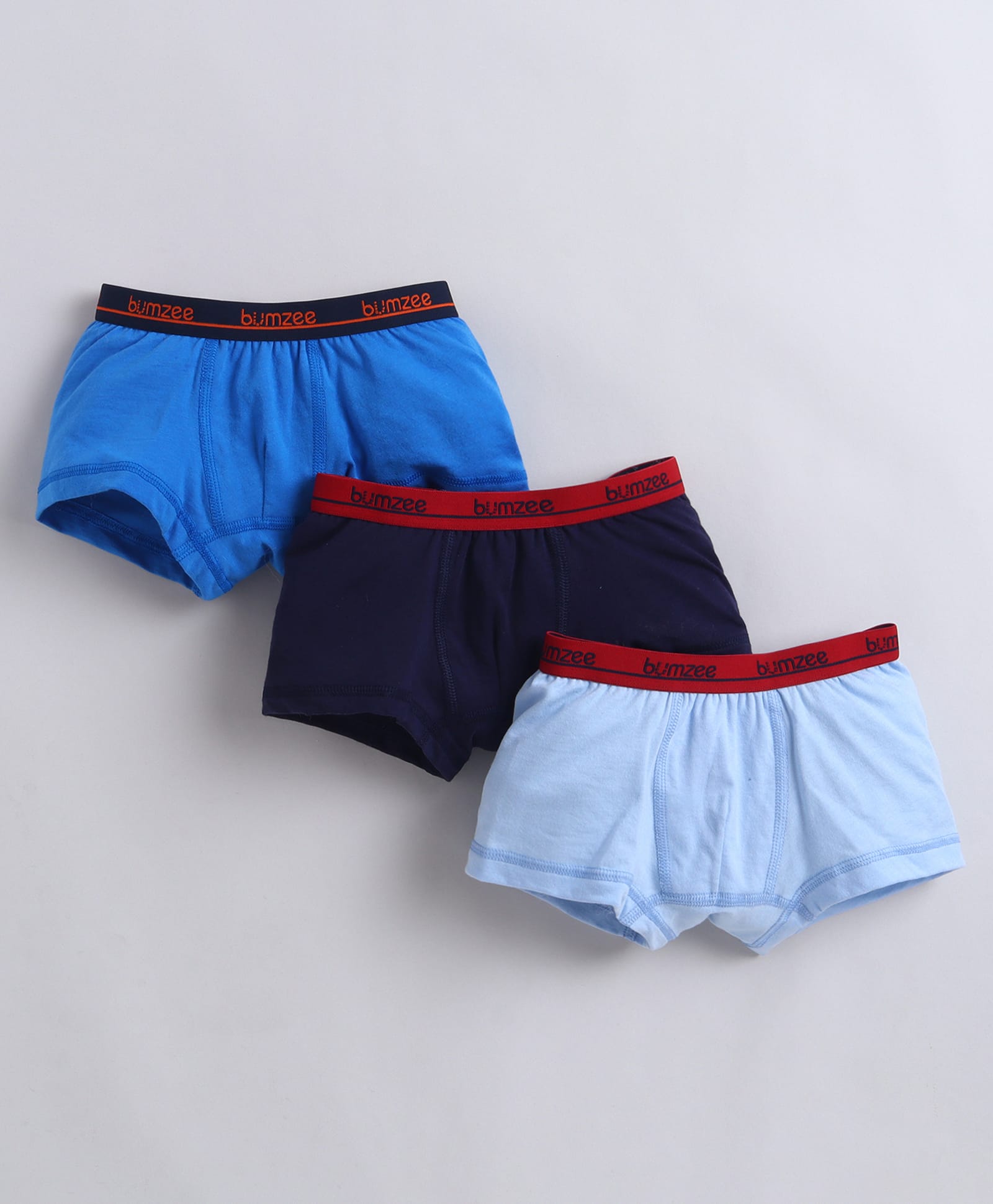 BUMZEE Cotton Knit Pack Of 3 Solid Trunks - Blue & Navy Blue-picture-38