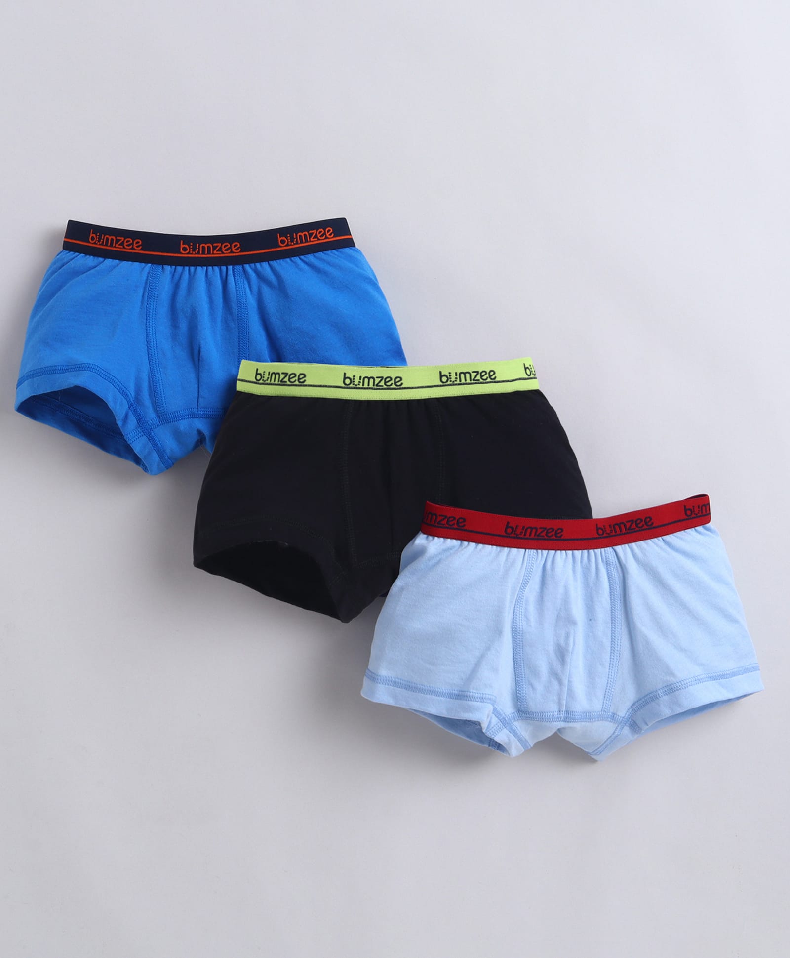 BUMZEE Cotton Knit Pack Of 3 Solid Trunks - Black & Blue-picture-34