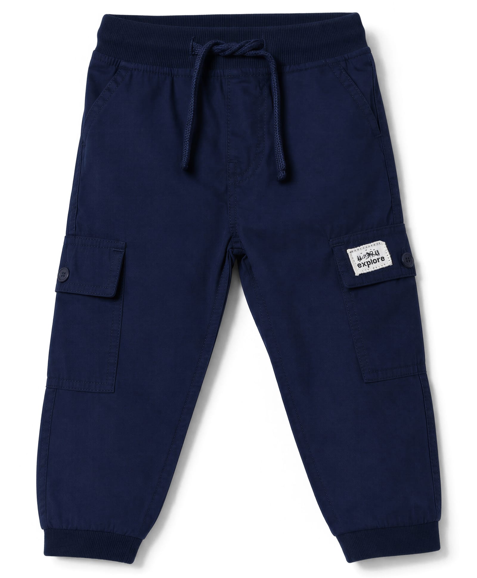 Babyhug Woven Full Length Pants With Cargo Pockets - Navy Blue-picture-15