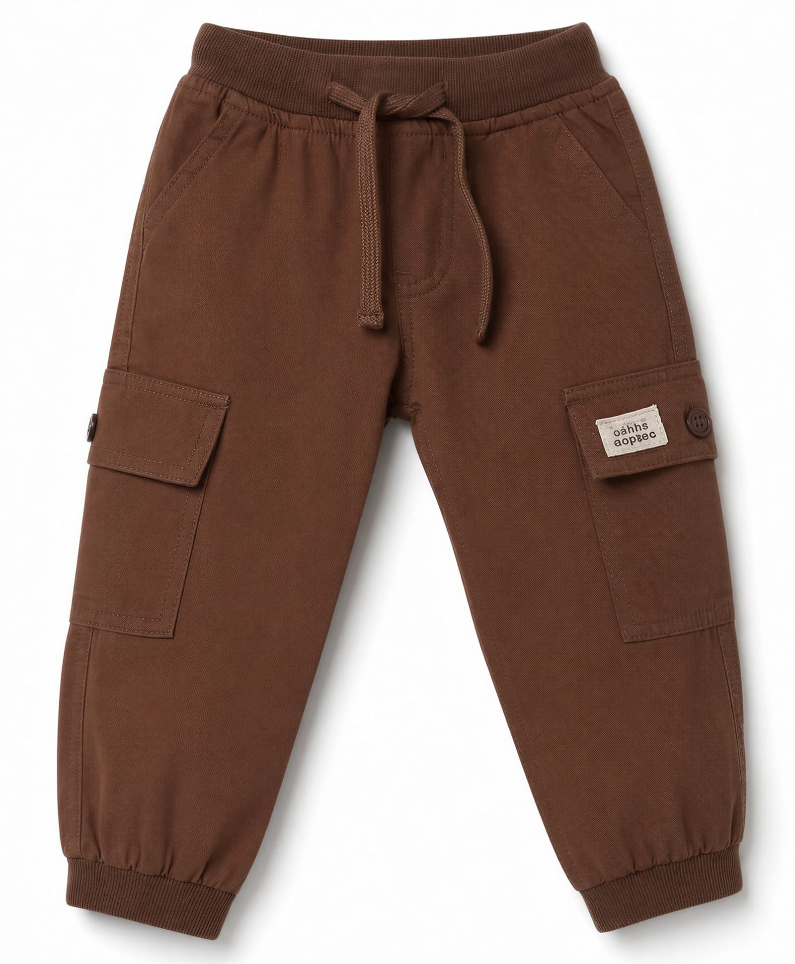 Babyhug Woven Full Length Pants With Cargo Pockets - Brown-picture-11