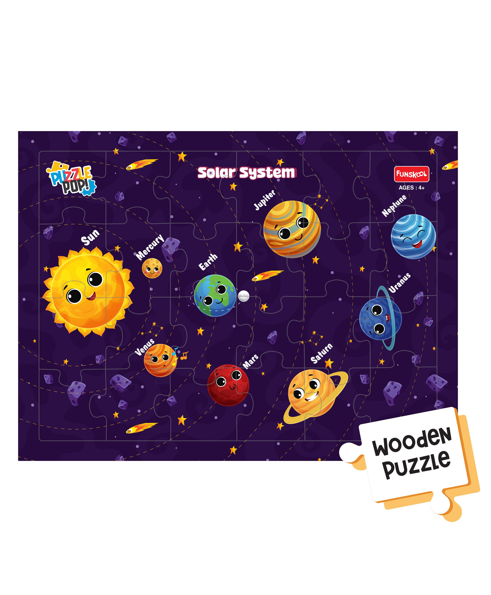 Funskool POP! Solar System Wooden Puzzle Educational Space Puzzle for Kids 24 Pieces - Multicolor-picture-39