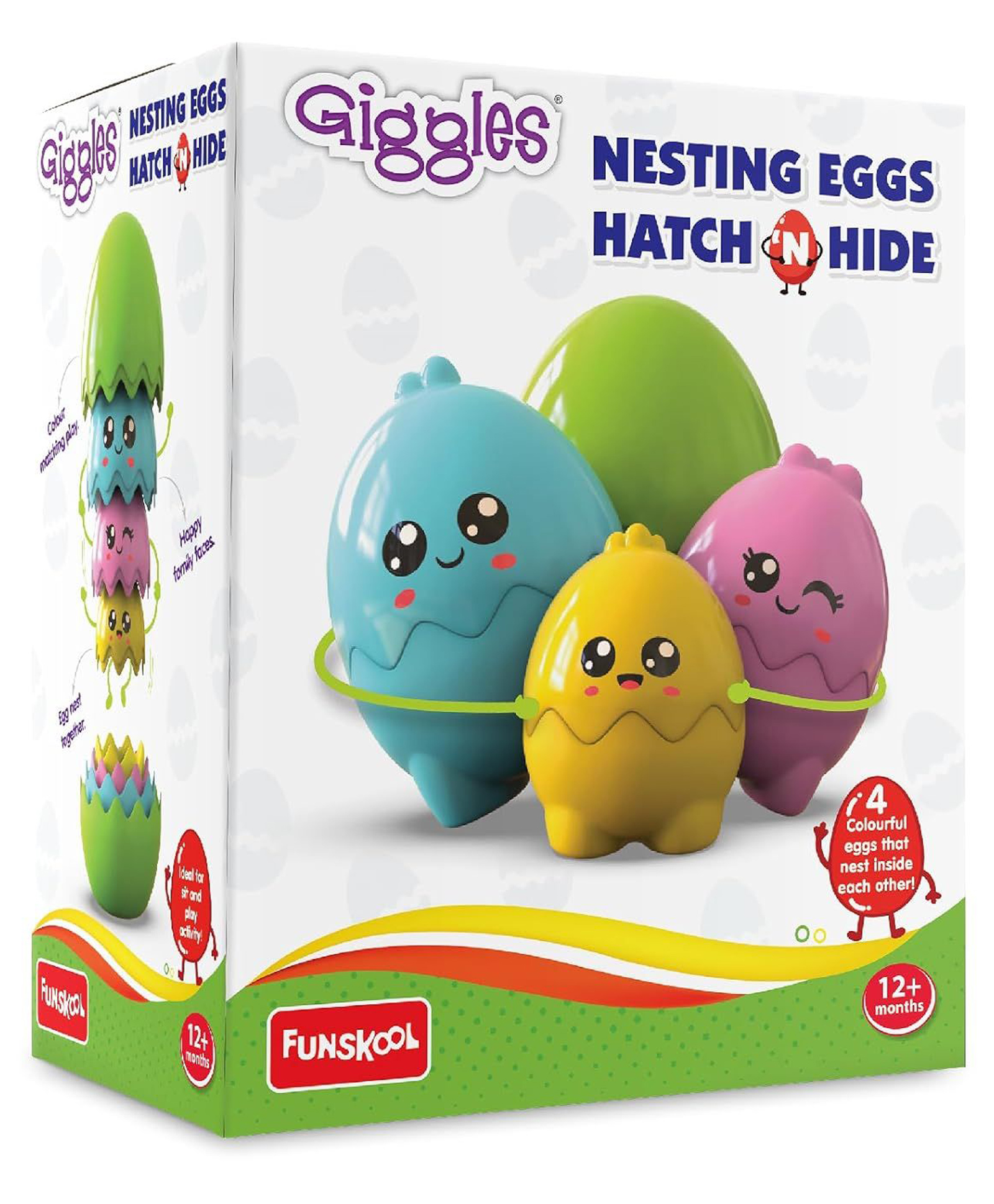 Giggles Funskool Nesting Eggs toy - Hatch & Hide multicolour stacking toy | Infant and preschool Toys | Motor Skills & Sensory Development Toy-image-48