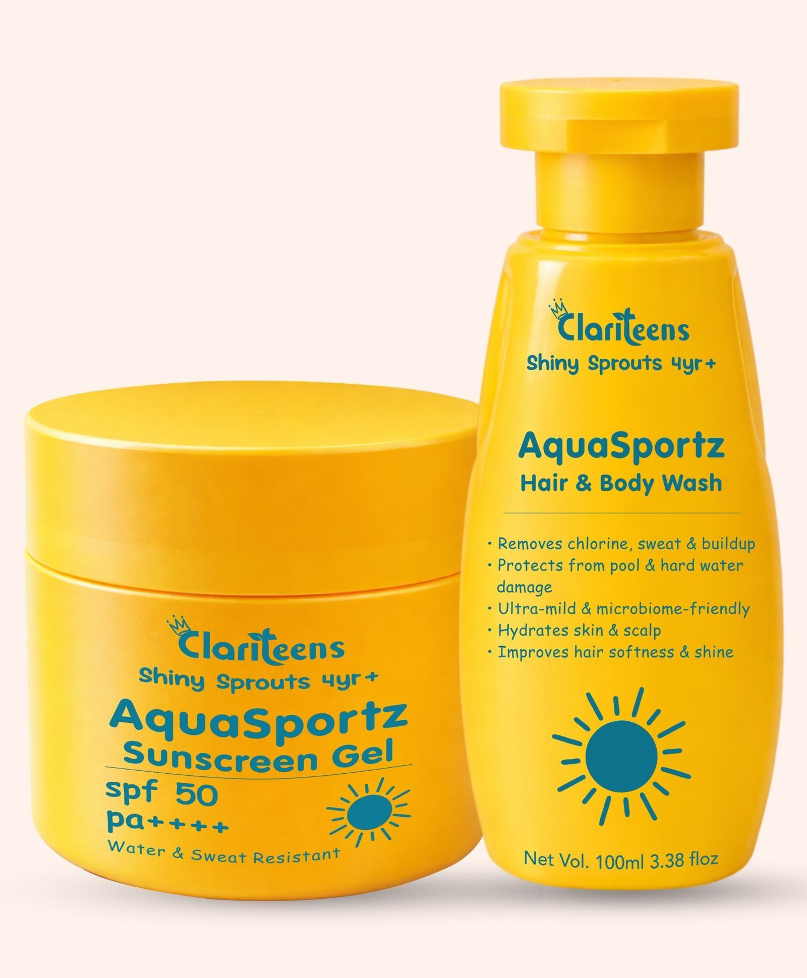 clariteens AquaSportz Pre & Post Swim Kit for Kids | Sunscreen Gel SPF 50 PA++++ + Hair & Body Wash | Chlorine Removal, Water Resistant, No White Cast | Safe for 4+ Years Sensitive Skin-picture-18