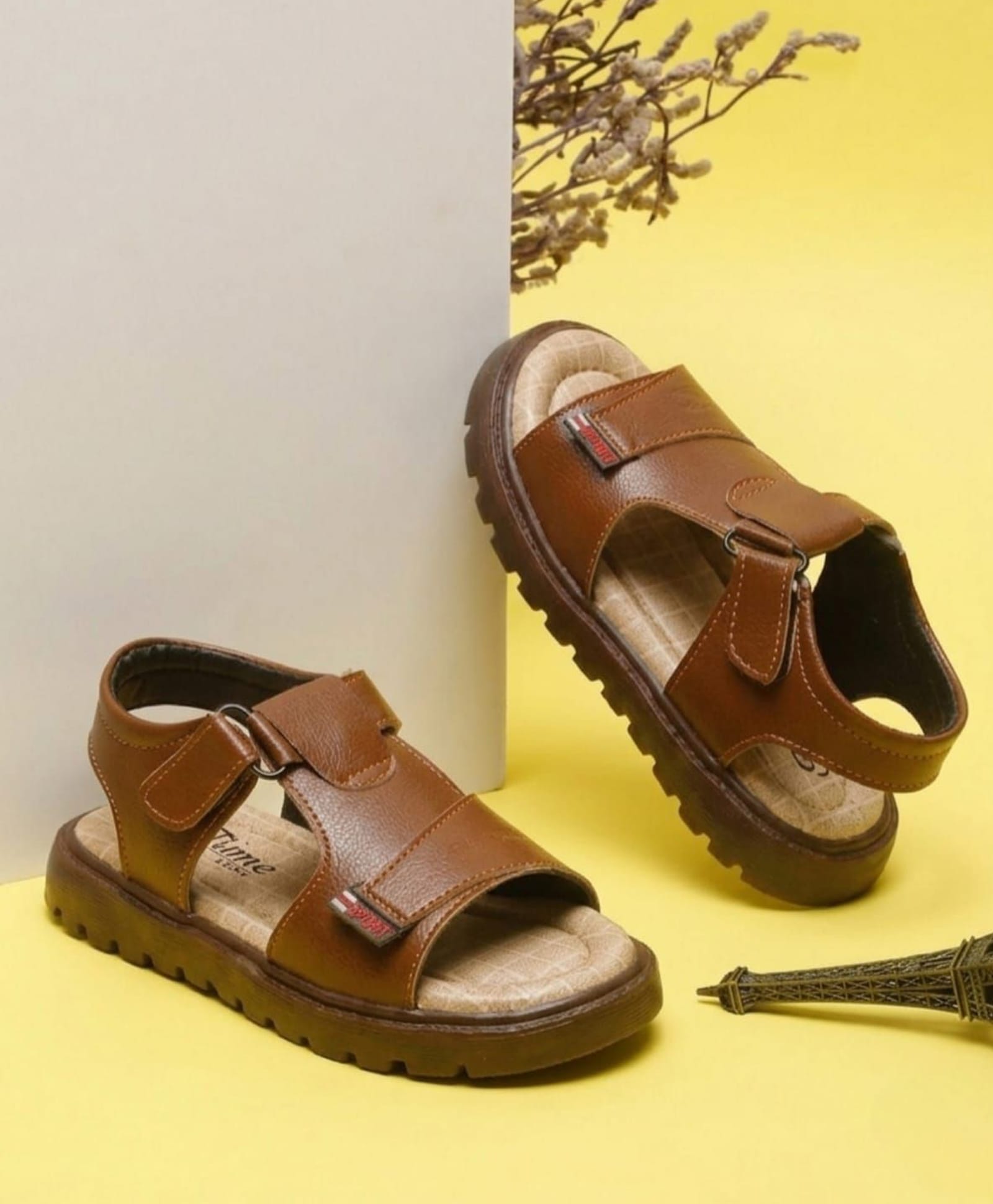 Tiny Bugs Colour Blocked Velcro Closure Sandals - Tan-image-15