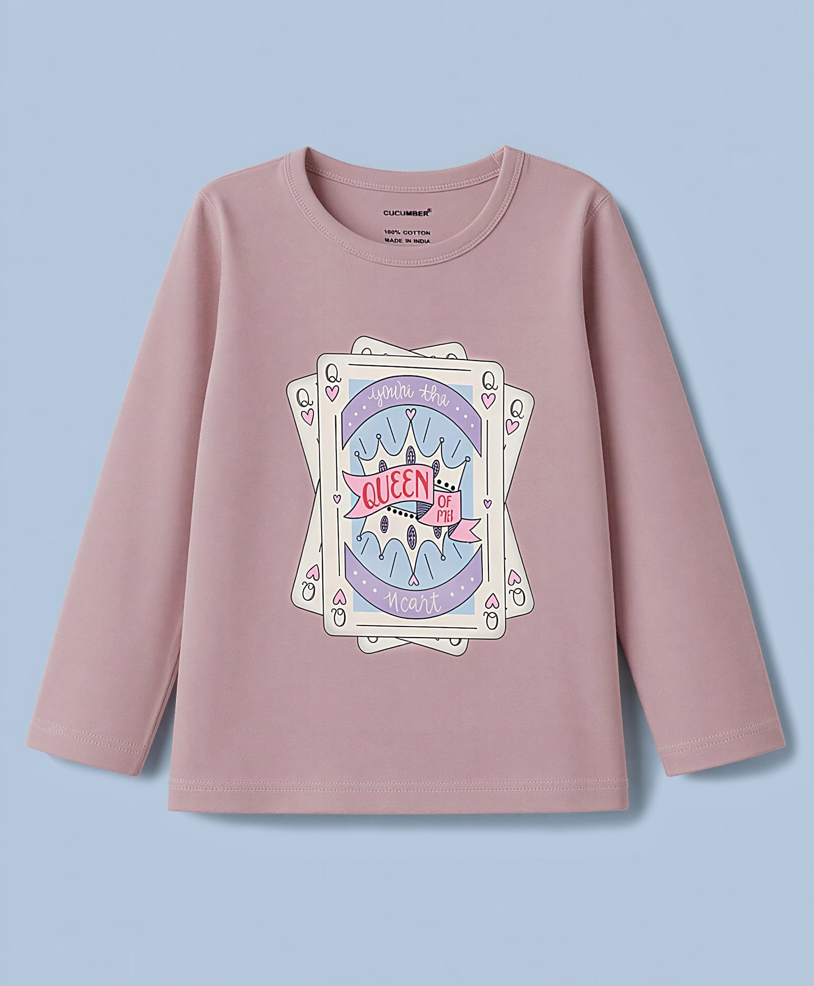 Cucumber Sinker Knit Full Sleeves Text Printed Top - Rose Gold-picture-4
