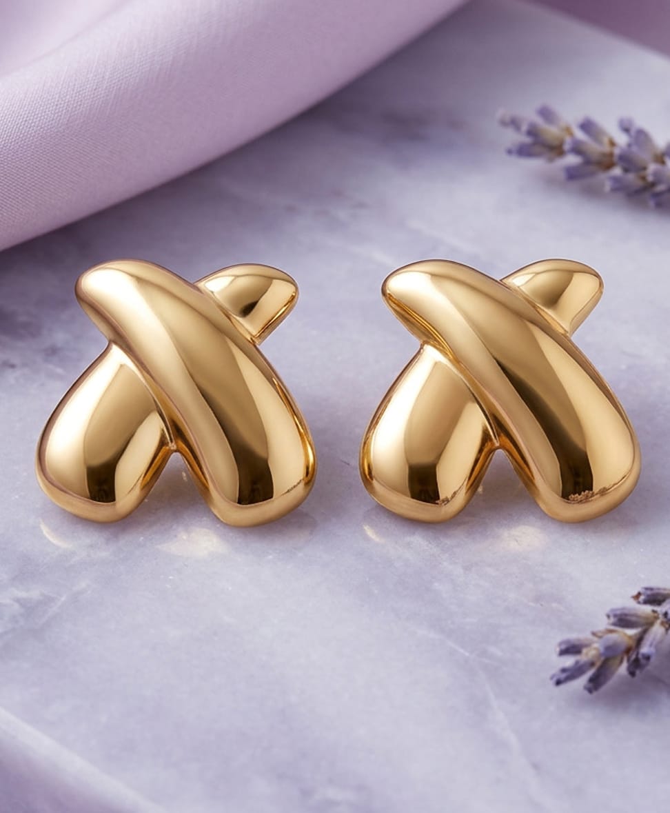 Jewelz Gold Tone Abstract Stud Earrings for Women & Girls-picture-4