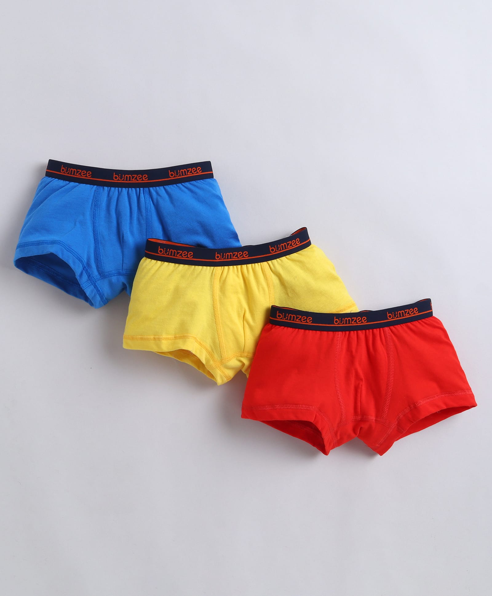 BUMZEE Cotton Knit Pack Of 3 Solid Trunks - Red & Yellow-picture-22